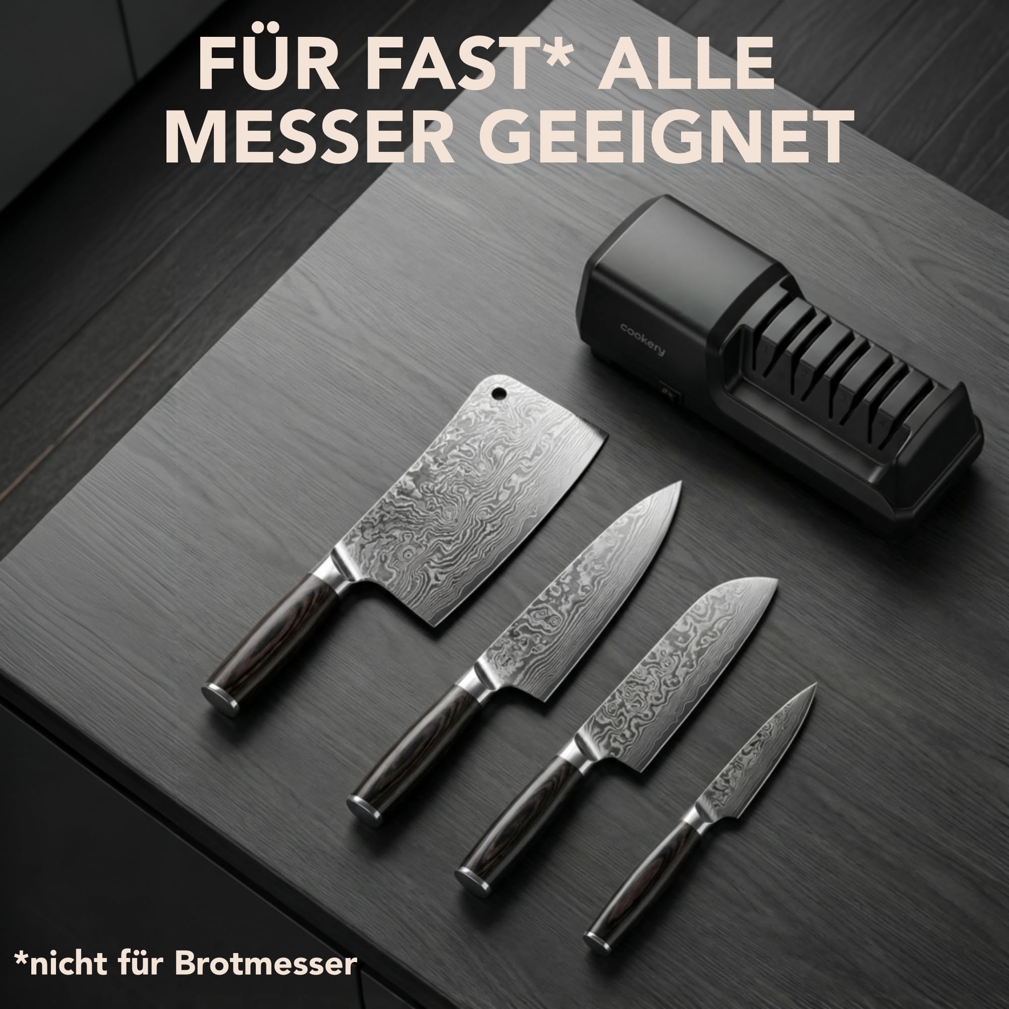 Messerschärfer Elektrisch 4-Stufen Diamant Profi Messerschleifmaschine für Küchenmesser