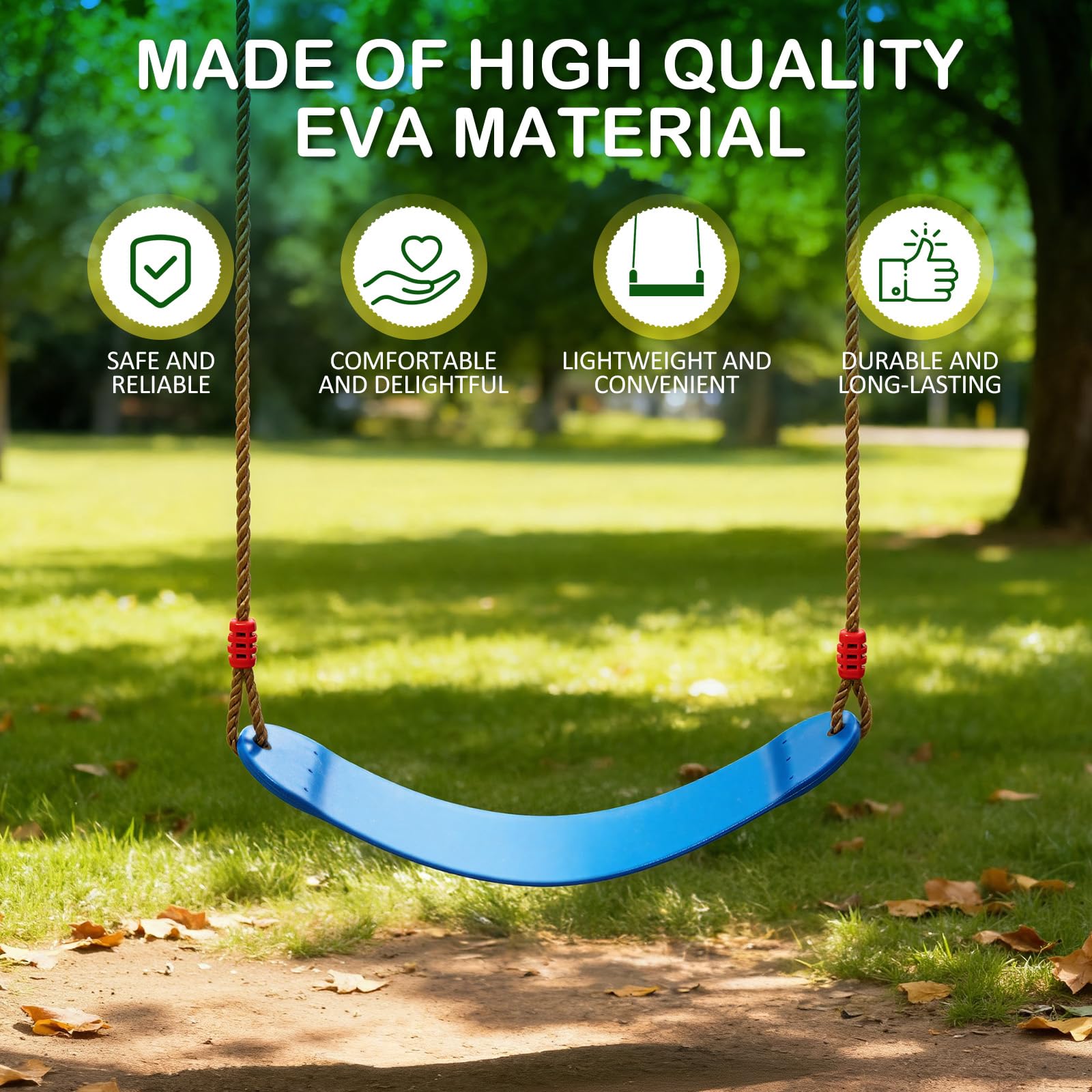 EXTSUD Sedile Flessibile per Altalena, Portata Massima 150KG in Materiale Eva, Dondolo Flessibile Pannello Morbido Altalena da Giardino Cortile Giocattolo per Bambini, 66x14cm Blu
