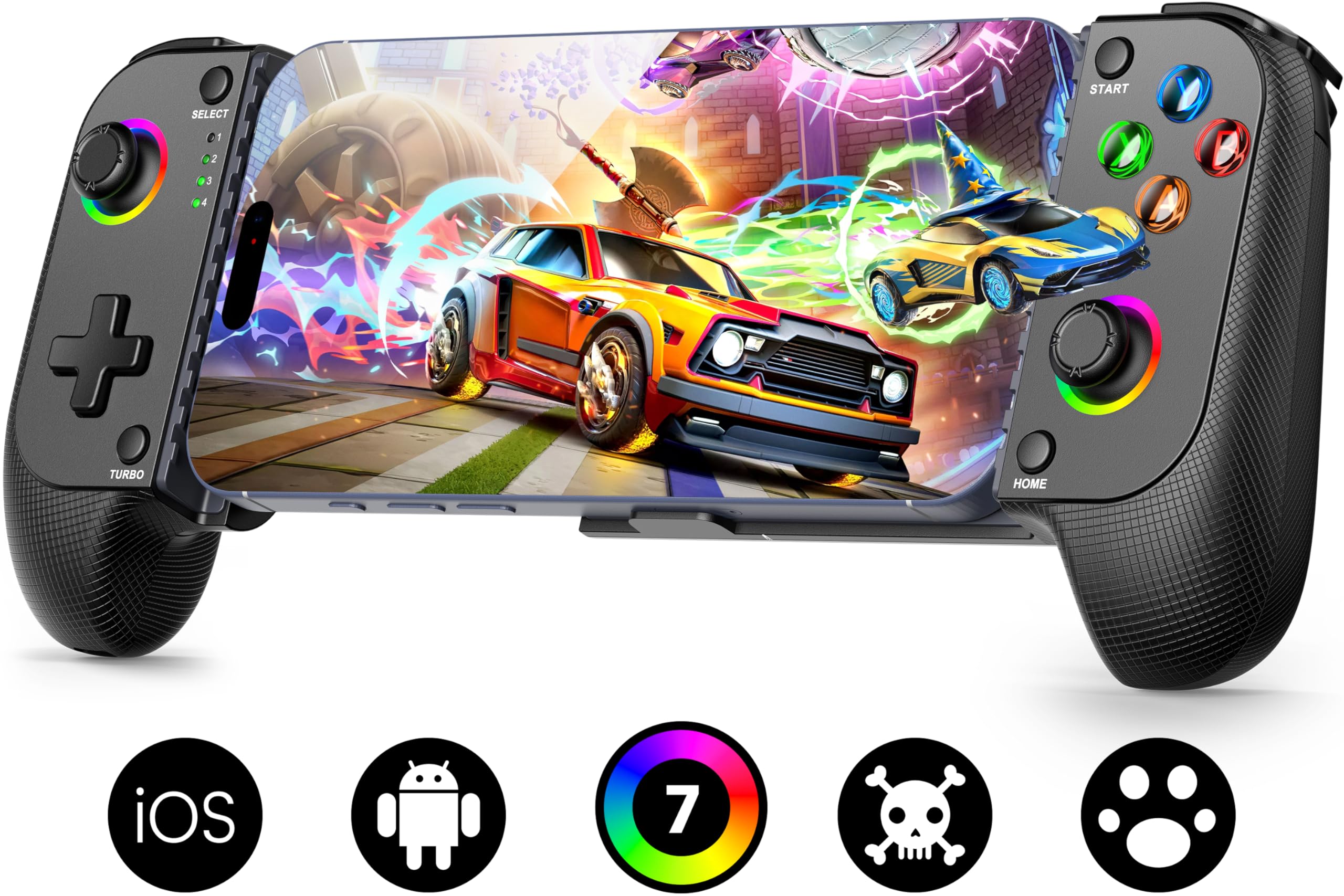 Wireless Phone Controller for iPhone/Android with Hall Joystick, Moblie Controller for iPhone Support Xbox Game Pass, Steam Link, Call of Duty, Roblox, Handheld Gaming Gamepad, Nintendo DS Consoles