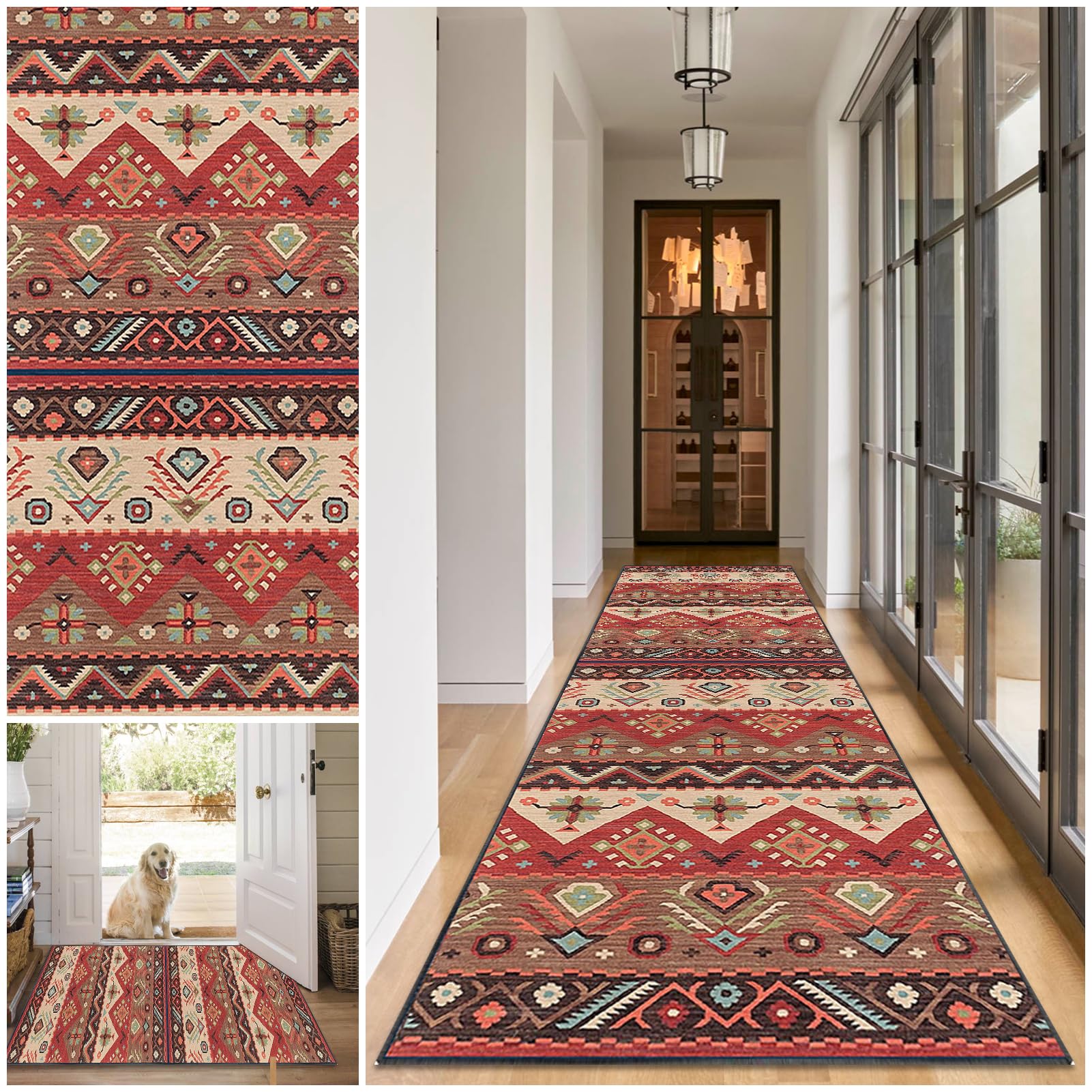 Runner Rugs for Hallway Washable Kitchen Rugs 60 x 400 cm Hall Runners Non Slip Long Kitchen Runner Rug Absorbent Floor Carpet Area Rug Door Mats Carpet Runner for Hallway Entryway Laundry Room