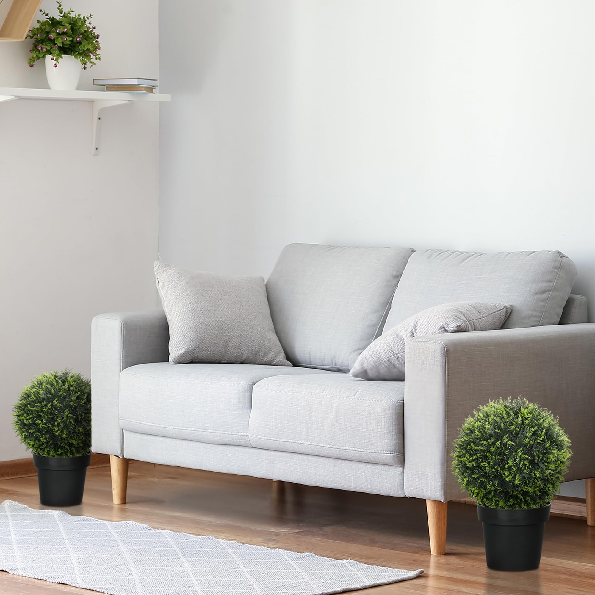 HOMCOM Zestaw 2 sztucznych cedrzyń, 45 cm roślina do wnętrz, roślina ozdobna, roślina dekoracyjna, dekoracyjne rośliny do domu, biura, przedpokoju, ogrodu, zielona