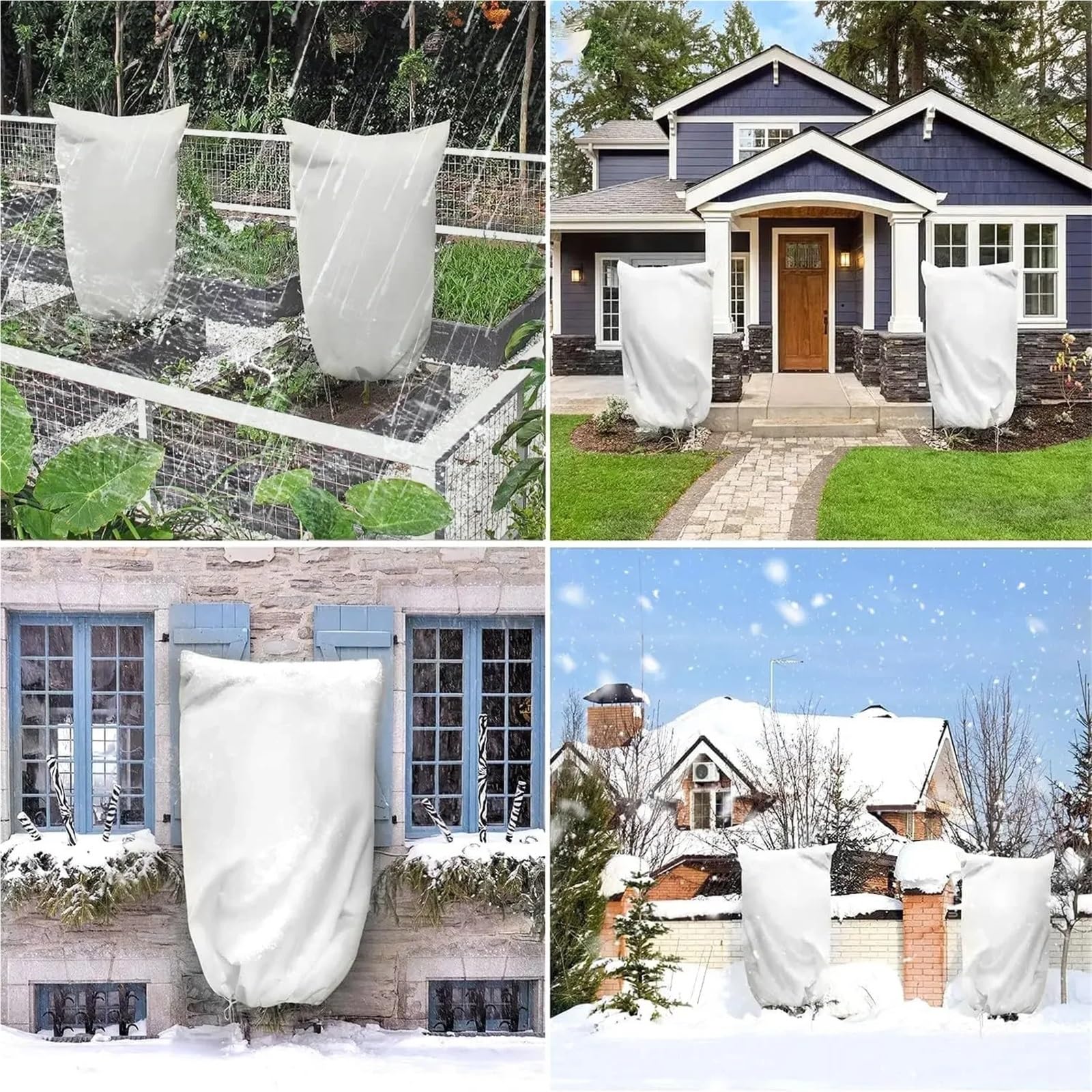 2 Pezzi di Copertura for Piante Invernali con Coulisse e Cerniera for Alberi, Piante da Giardino per Piante in Vaso(White,80x100cm)