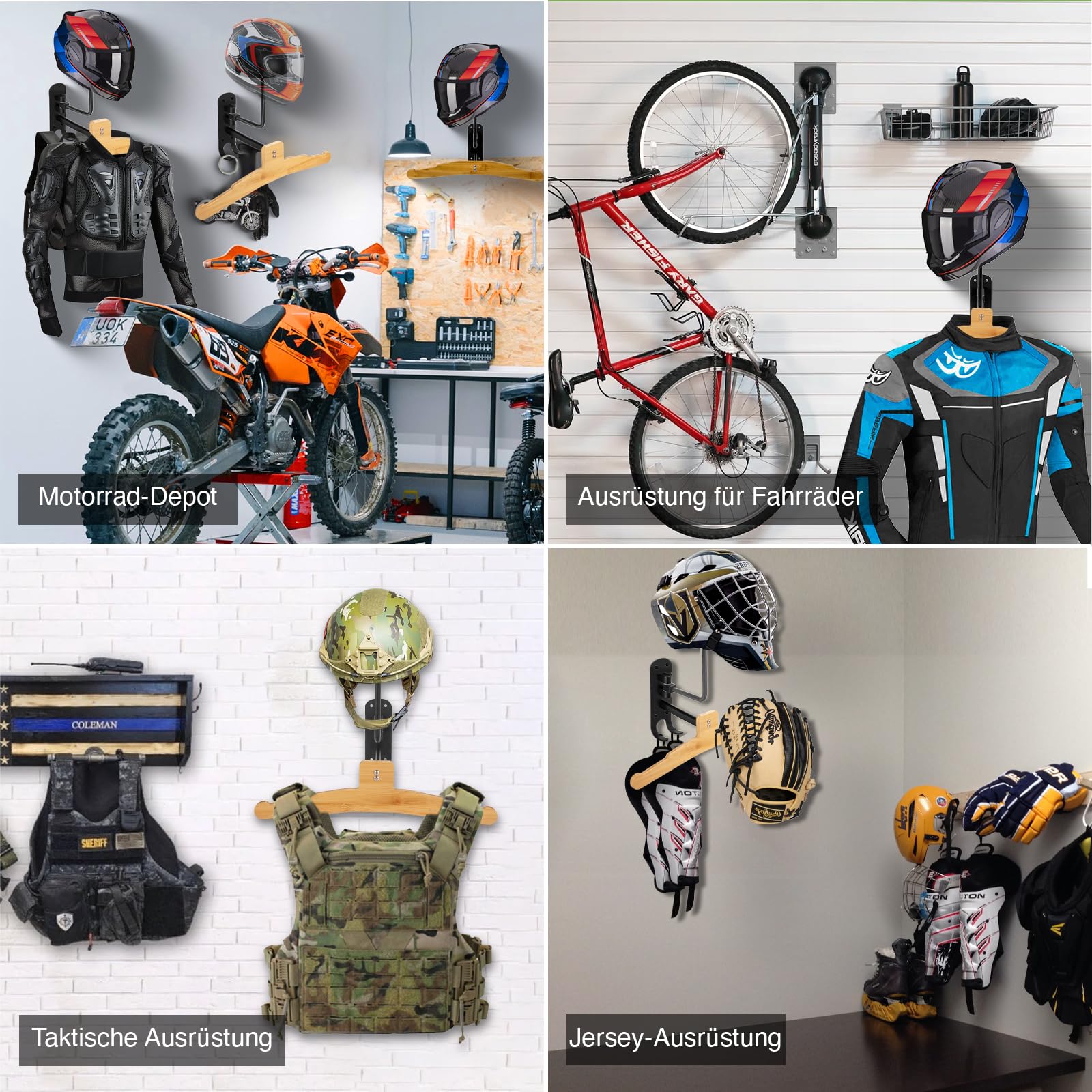 Motorrad Zubehör für Biker – 2-in-1 Wandhalterung für Helm & Jacke – Stylischer Helmhalter im Totenkopf Design