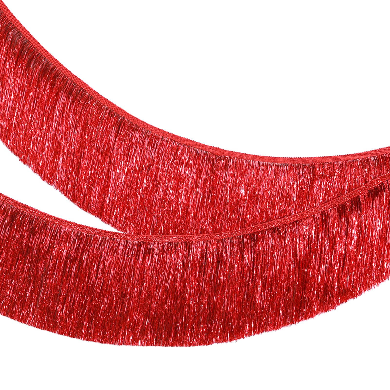 MOMAHUA Red Fringe Garland,20CM Wide Sparkly Tinsel Fringing,2M Length Wall Hanging Metallic Foil Fringe Garland Banner,Shiny Streamers Party Backdrop for Wedding Birthday Car Parade Floats