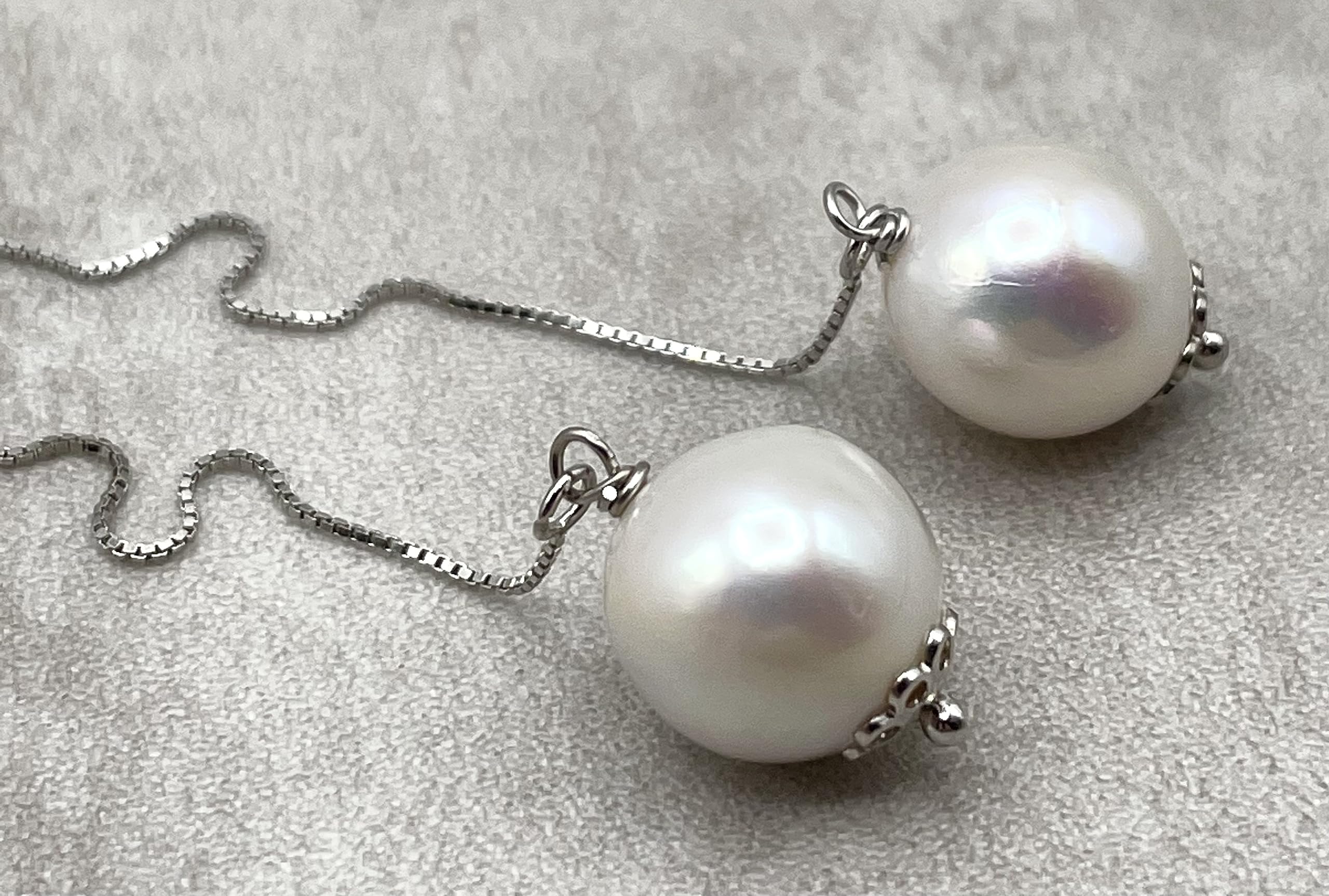 Orecchini con Perle Bianche d'Acqua Dolce, Pendenti Lunghi in Argento 925, Gioielli Minimalista, Pietra di Nascita di Giugno, Bijoux