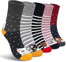 PUTUO Thick Thermal Socks for Women: Winter Warm Cotton Socks for Ladies with Funny Animal Pattern Size UK 4-8 5 Pairs