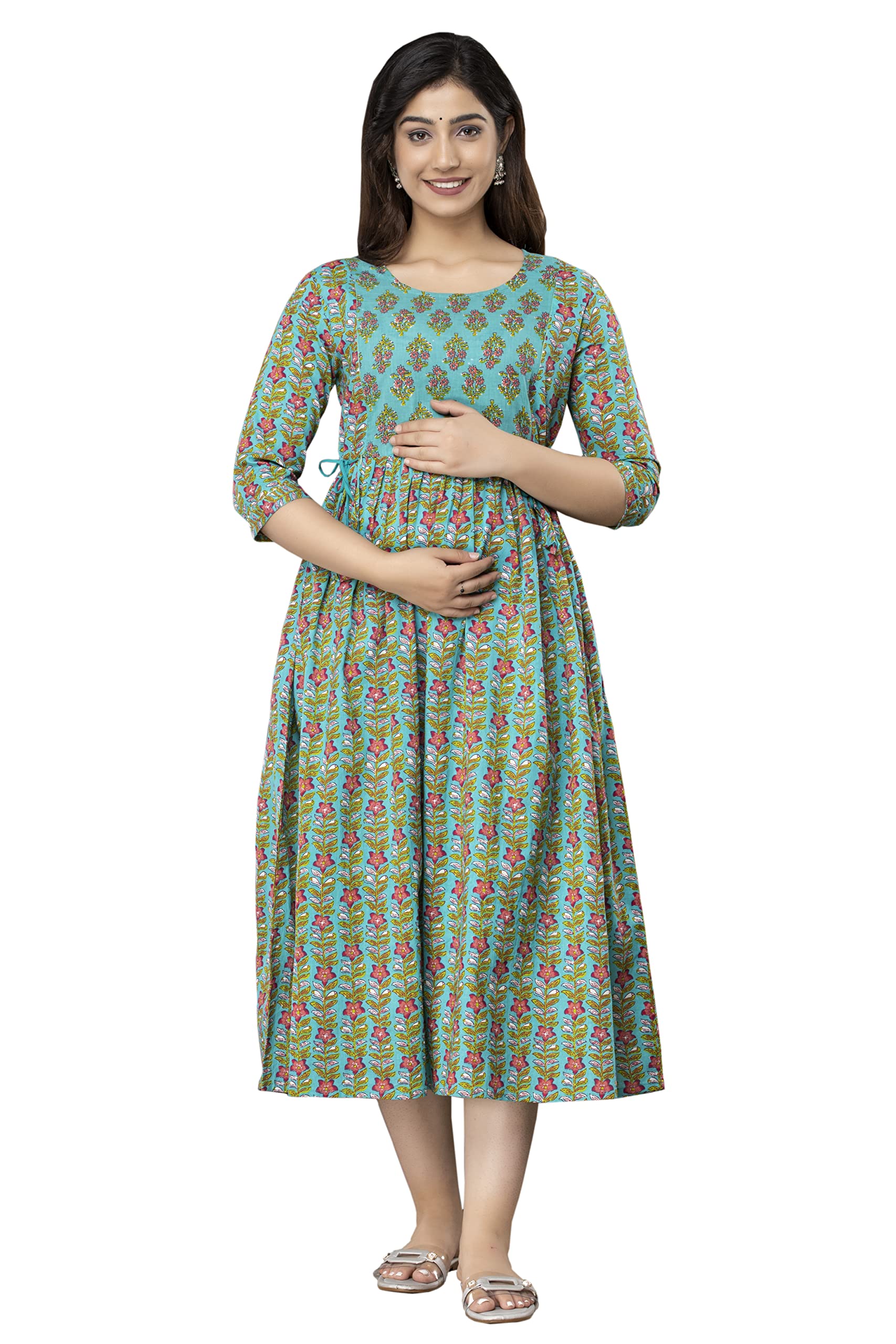 Vinny's CreationWomen's Maternity Dresses Feeding Kurta with Zippers