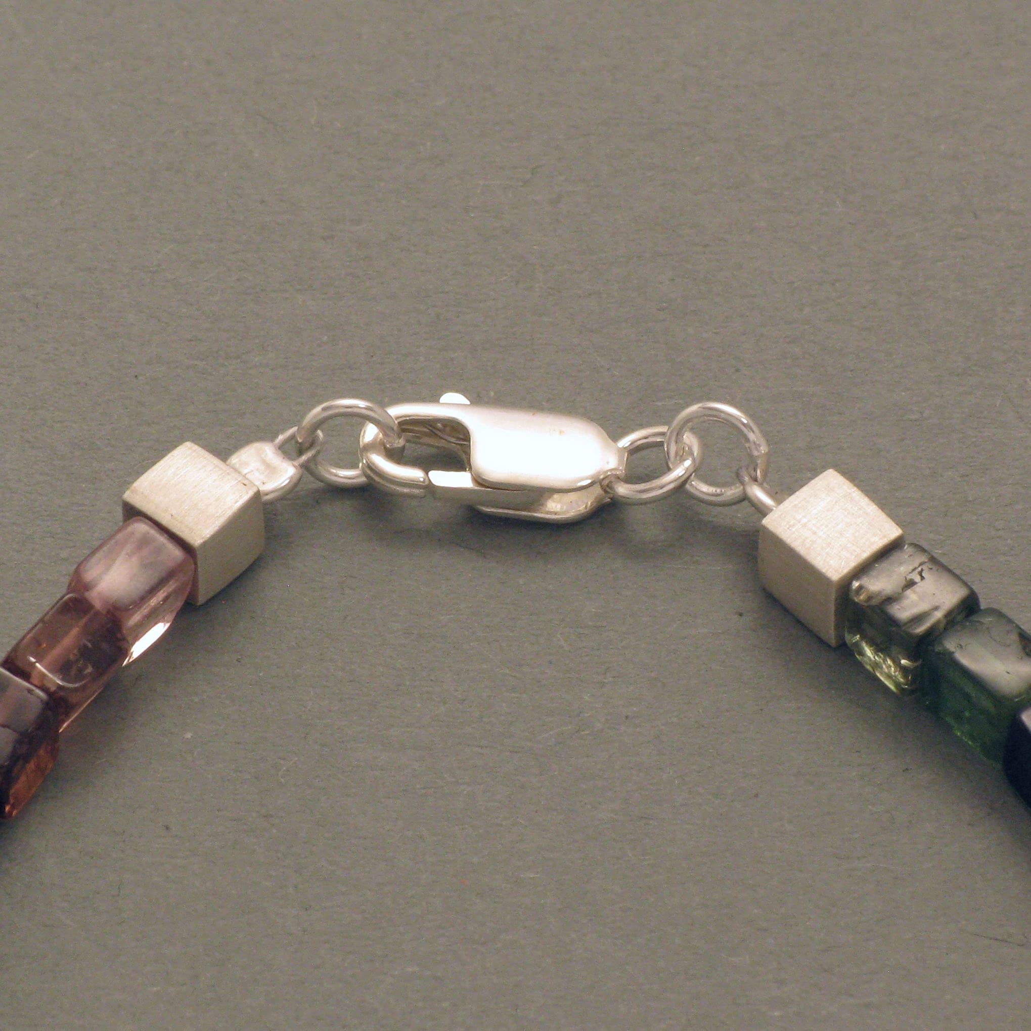 Turmalin-Kette Würfel Silber