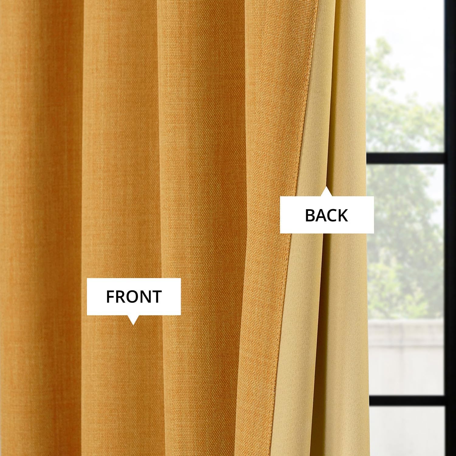 HPD Half Price Drapes - Faux Linen Curtains for Living Room (1 Panel) - 100W X 96L - Extra Wide Textured Room Darkening Curtains for Bedroom 96 Inches Long - Drapes for Home Decor, Dandelion Gold
