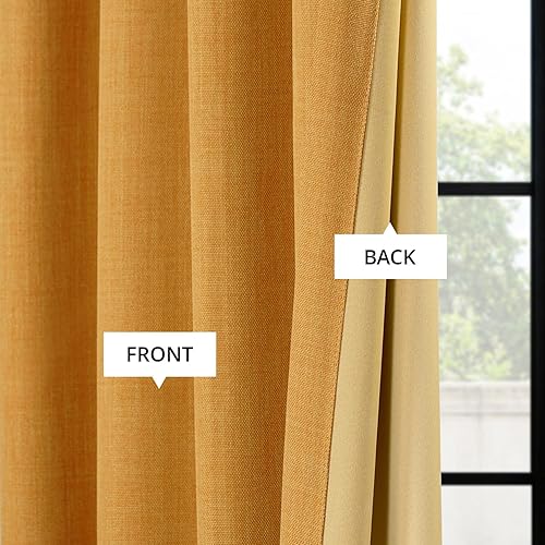 Miniatura 6 de HPD Half Price Drapes-Cortinas extraanchas de lino sintético texturizado poscurecer la habitación, dormitorio, sala de estar, 1 panel de 100 pulg de