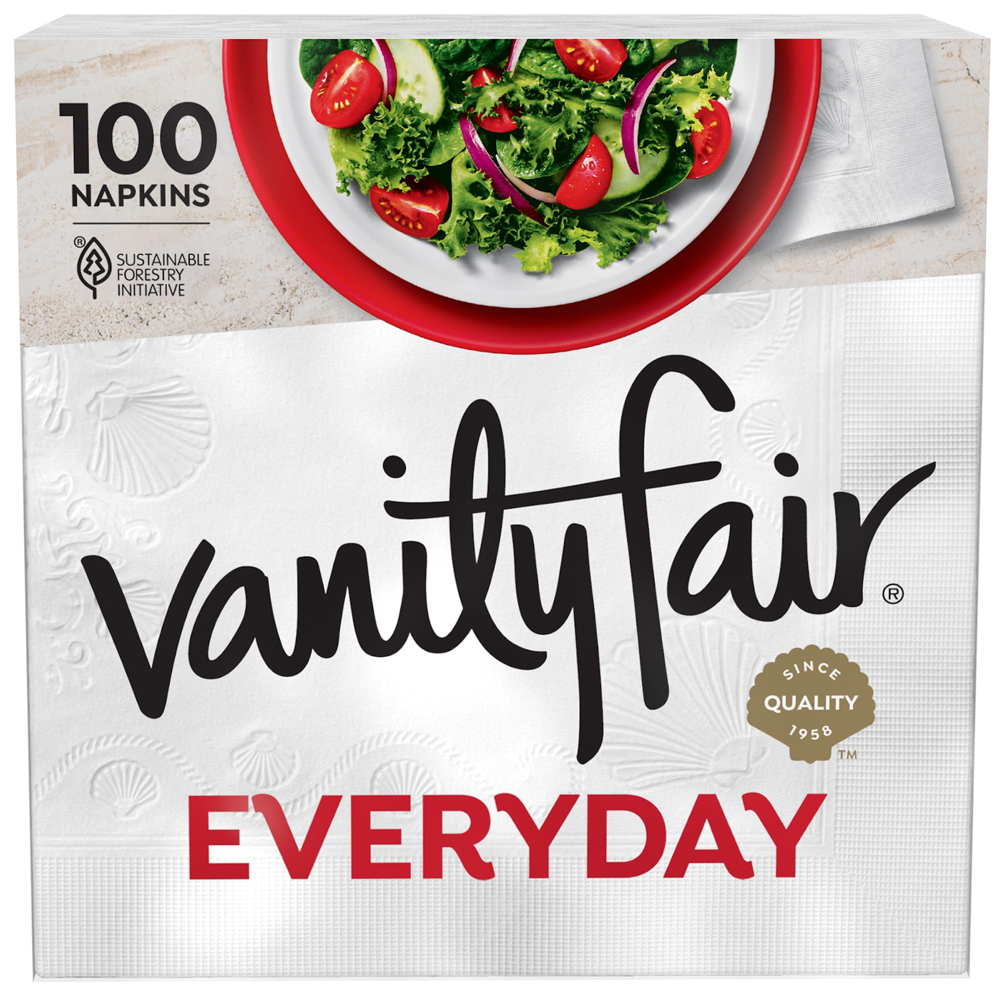 Vanity Fair Everyday Paper Napkins, 100 Count, Disposable