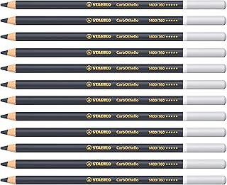 Lápiz de color tiza-pastel STABILO CarbOthello - Caja con 12 unidades - Color negro