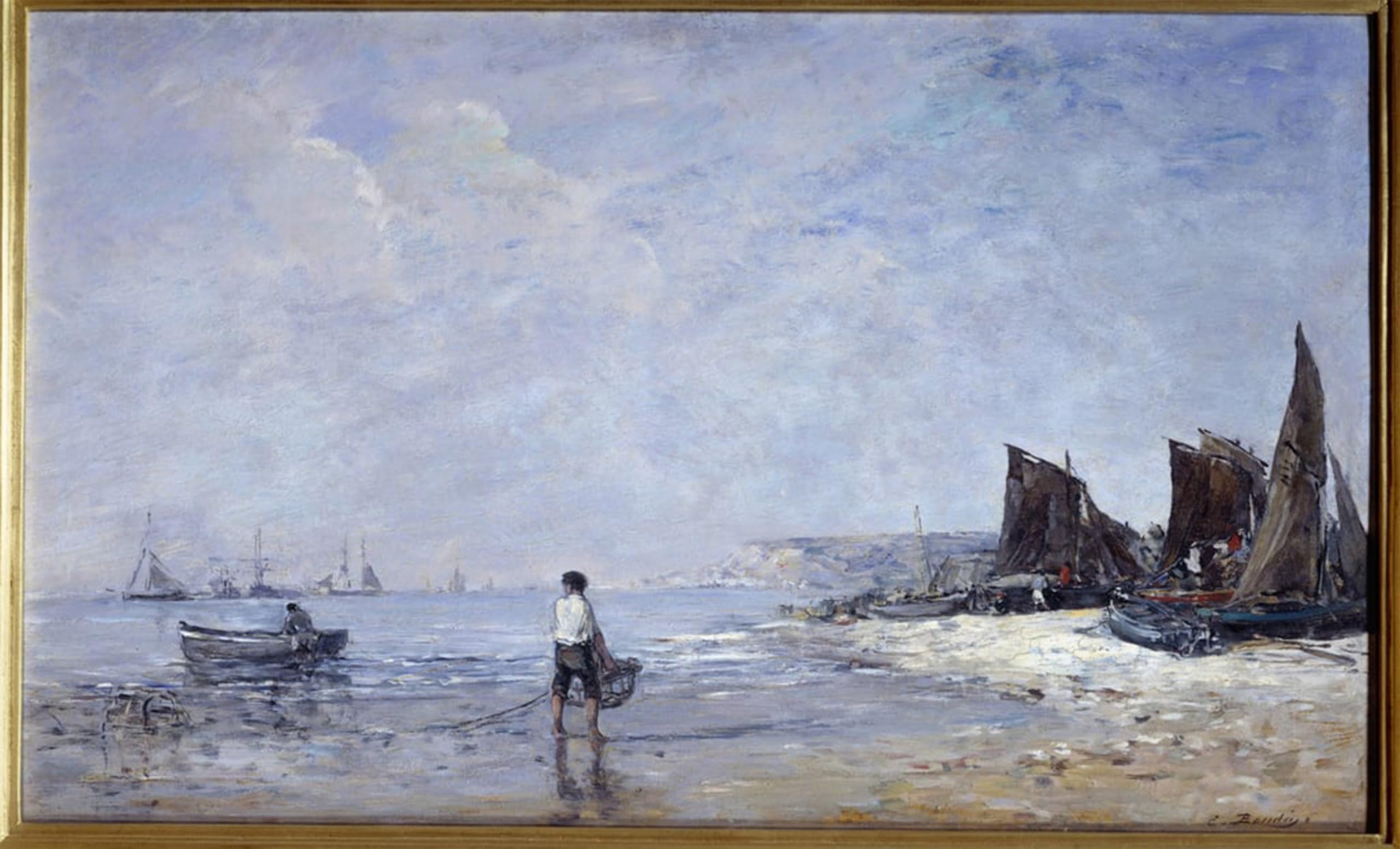 POSTERIIk Famous Animal Posters Vintage Picture the Fisherman Painting by Eugene Louis Boudin Modern Wall Decor for Home Decor 60x90cm