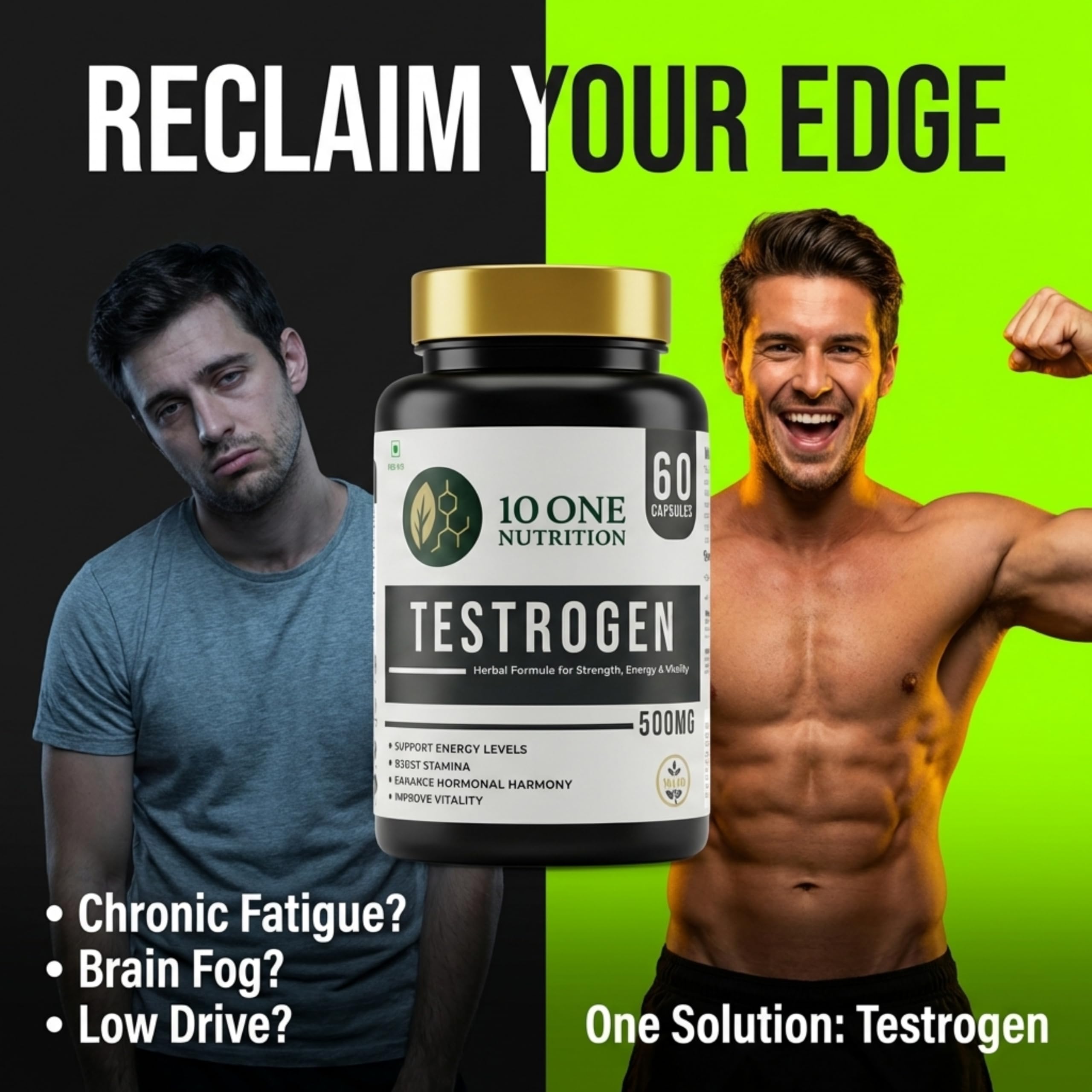 Testrogen Gold Testosterone Support Capsules for Men | Ashwagandha, Safed Musli, Shilajit & Gokhru | Stamina, Strength, Energy & Muscle Growth | 60 Veg Capsules | Ayurvedic Formula — Amazon image 3