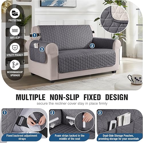 Miniatura 3 de TAOCOCO Funda 100% impermeable para sofá, funda de sofá biplaza, protector de muebles con correas elásticas para mascotas, niños, perros, gatos