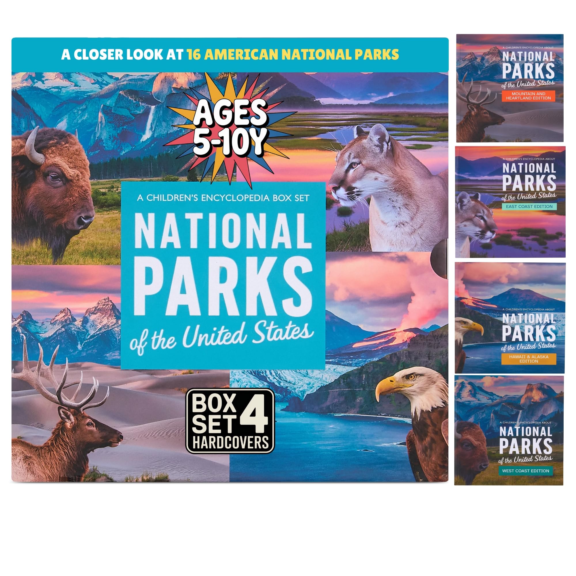 Explore 16 National Parks – Kids Hardcover Box Set (Ages 6-10) | Educational Nature & Wildlife Books | Giftable Non-Fiction Set for Curious Kids | ...