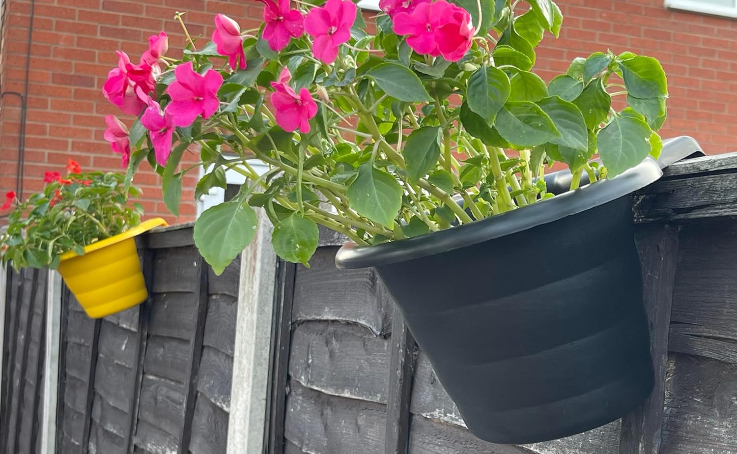 LARGE Over Fence Planter 17cmx18cm Pack of 4 BLACK Hanging Plant Flower
