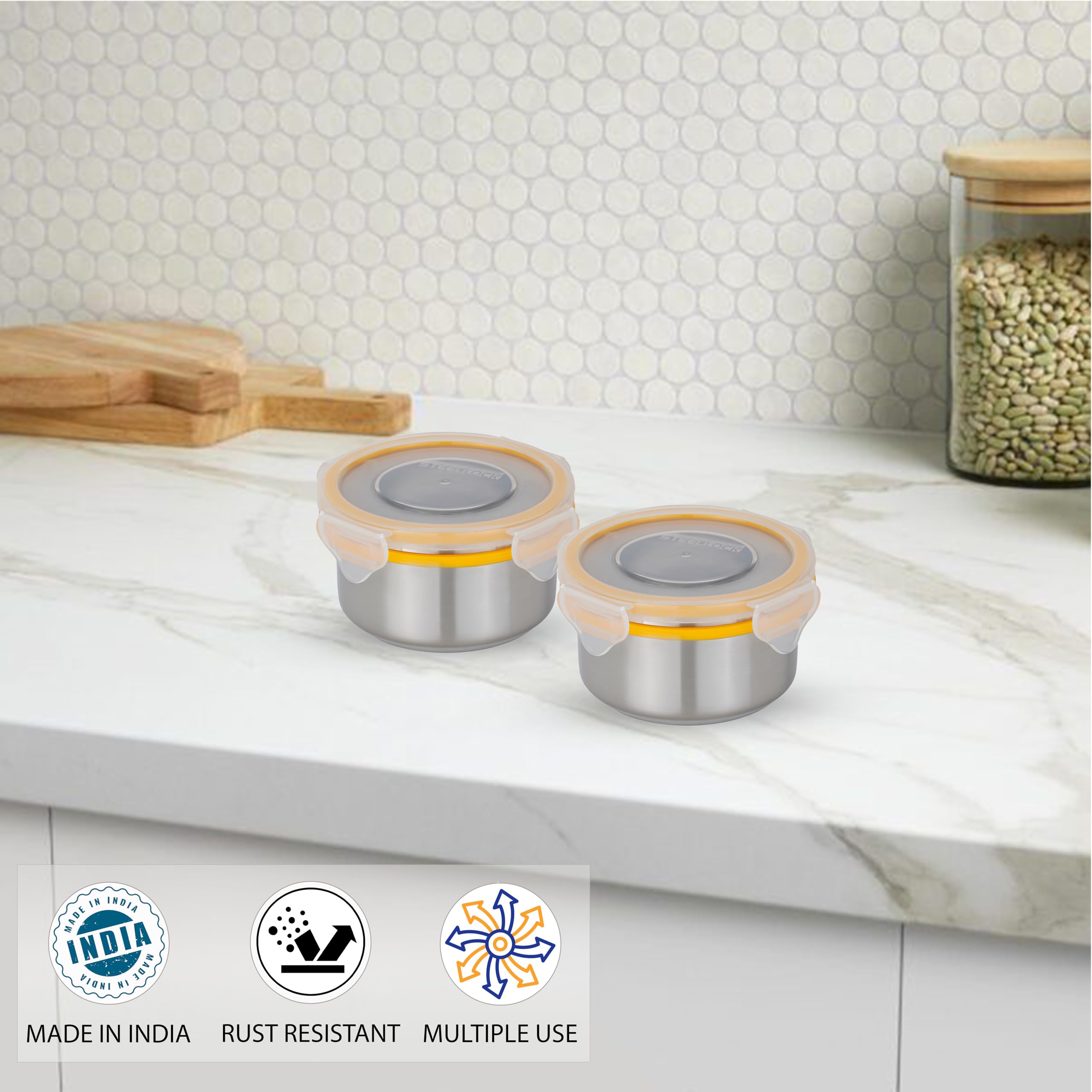 Steellock 200ml Jars - Airtight Food Storage Set -4