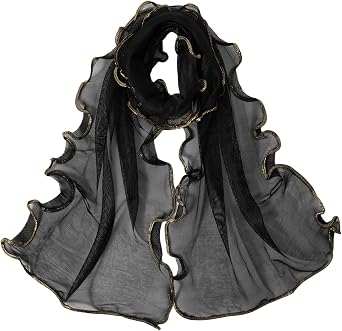 GERINLY Thin Sheer Neck Scarf Chiffon, Long Narrow Neckerchief with Ruffle, Womens Fashion Scarves Lightweight