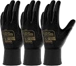 COOLJOB A3 Cut Resistant Safety Work Gloves for Men & Women, Sandy Nitrile Rubber Coated, Knife Proof HPPE and Metal Base, for Gardener, Worker, Construction, Black, 1 Pair, Small