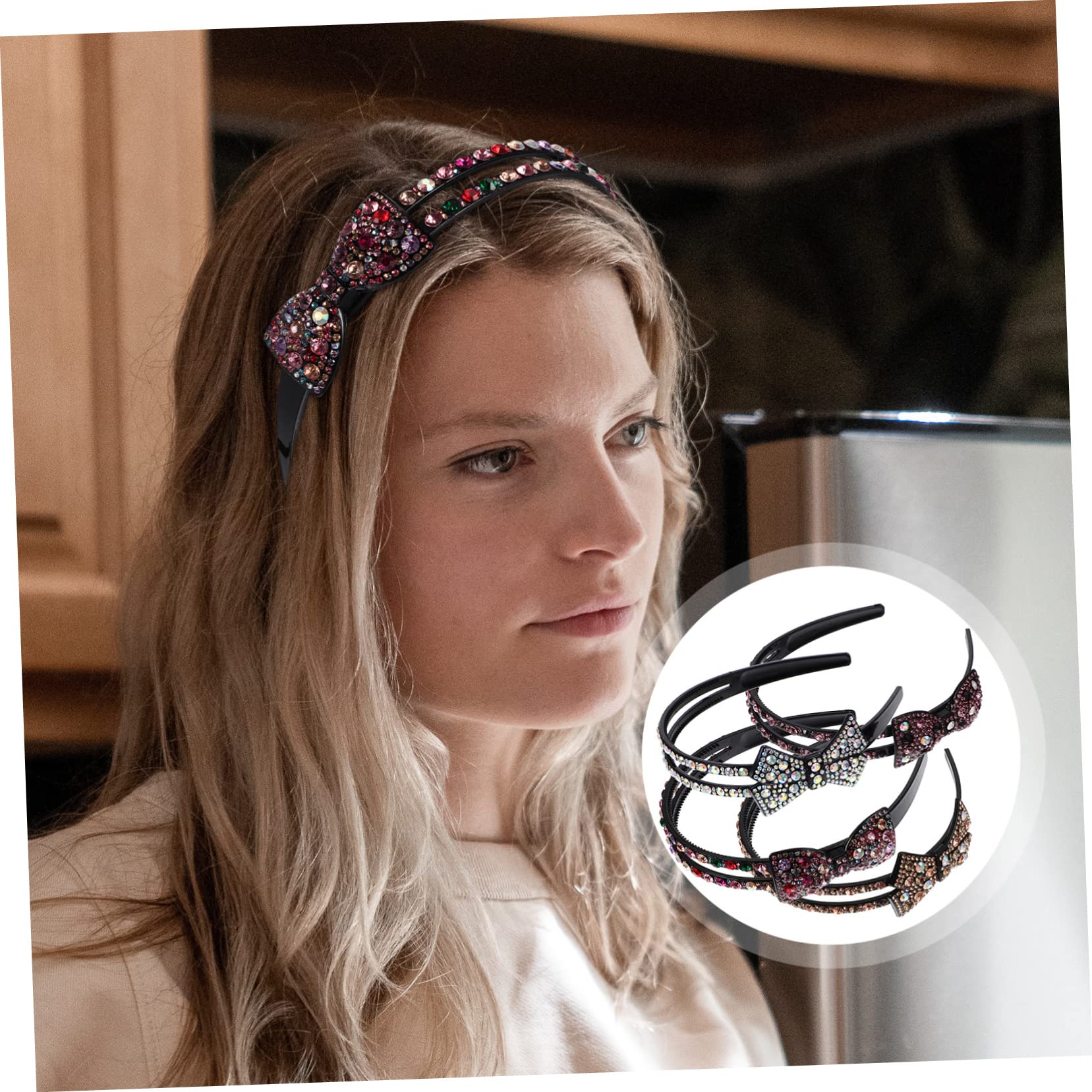 FRCOLOR 12 Pz archetto ad barrette forcine fasce gioiello per donna fasce di strass per le donne arredamento retrò cerchietti per con strass copricapo di prua creativo