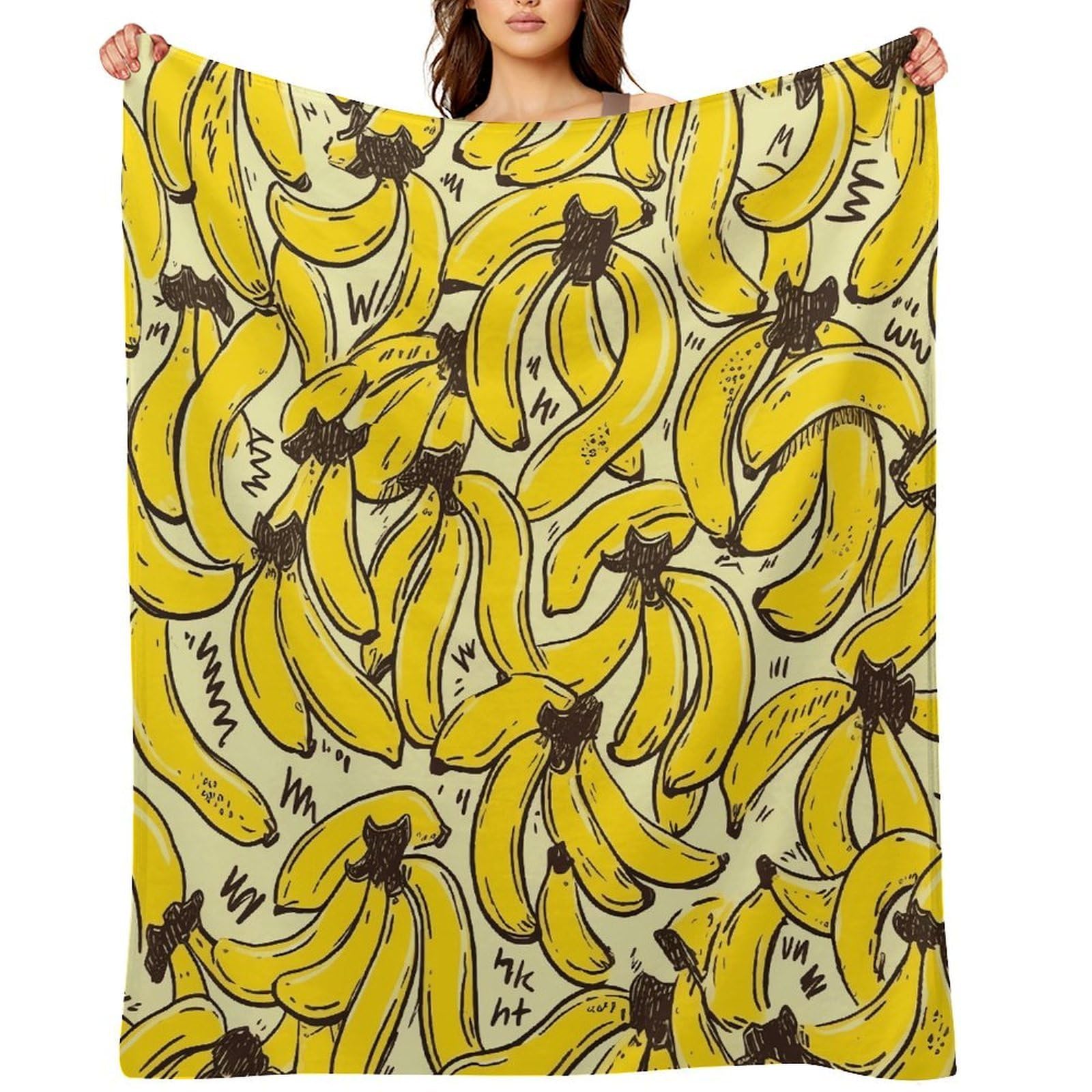 Yellow Banana Throw Blanket for Couch and Bed Super Soft Warm Lightweight Throw Blankets Cozy Fuzzy Flannel Blanket Personalized Decorative Blankets for Sofa Decor 30"x40"