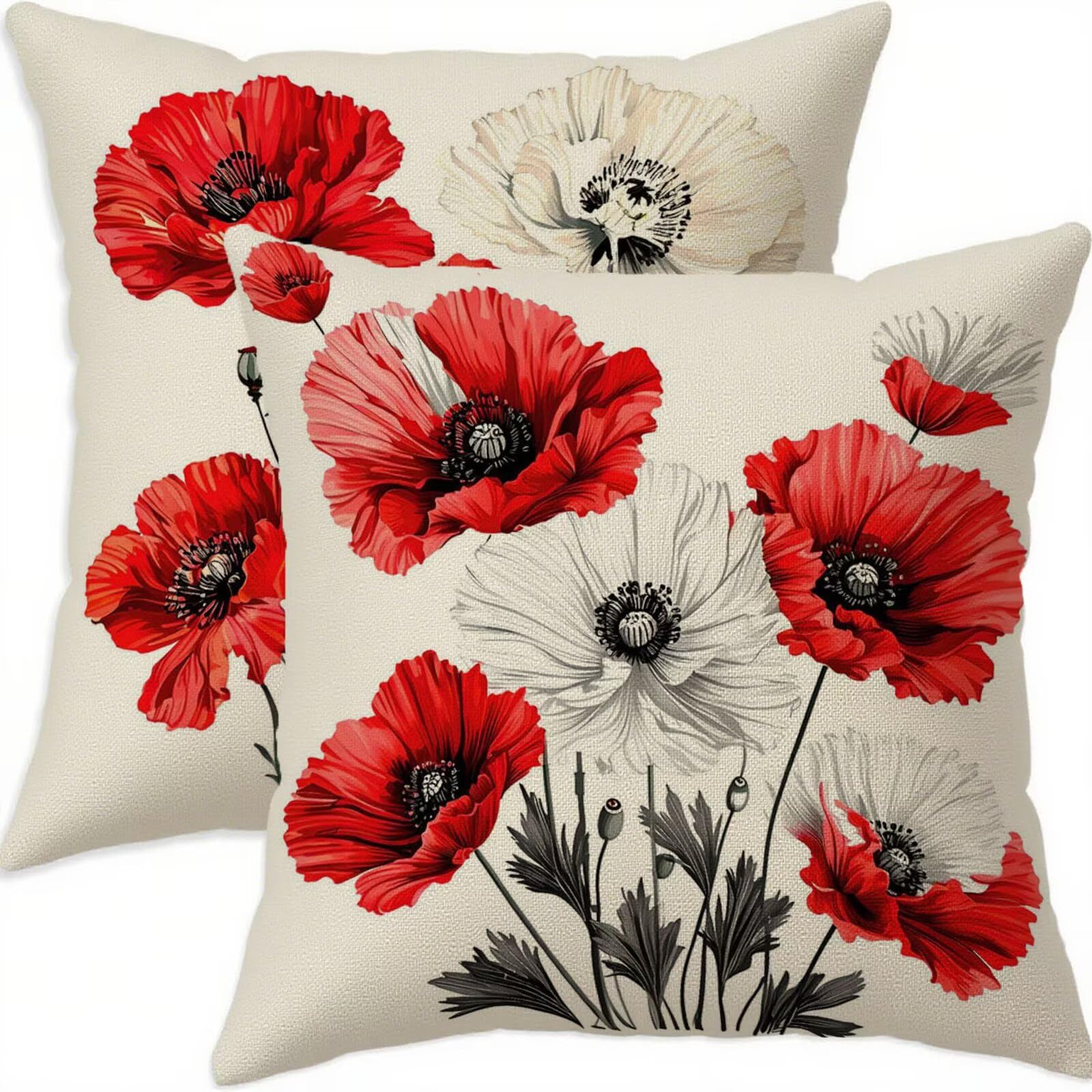 Housse coussin 70x70cm lin vintage haut de gamme décorative double face rouge - D577
