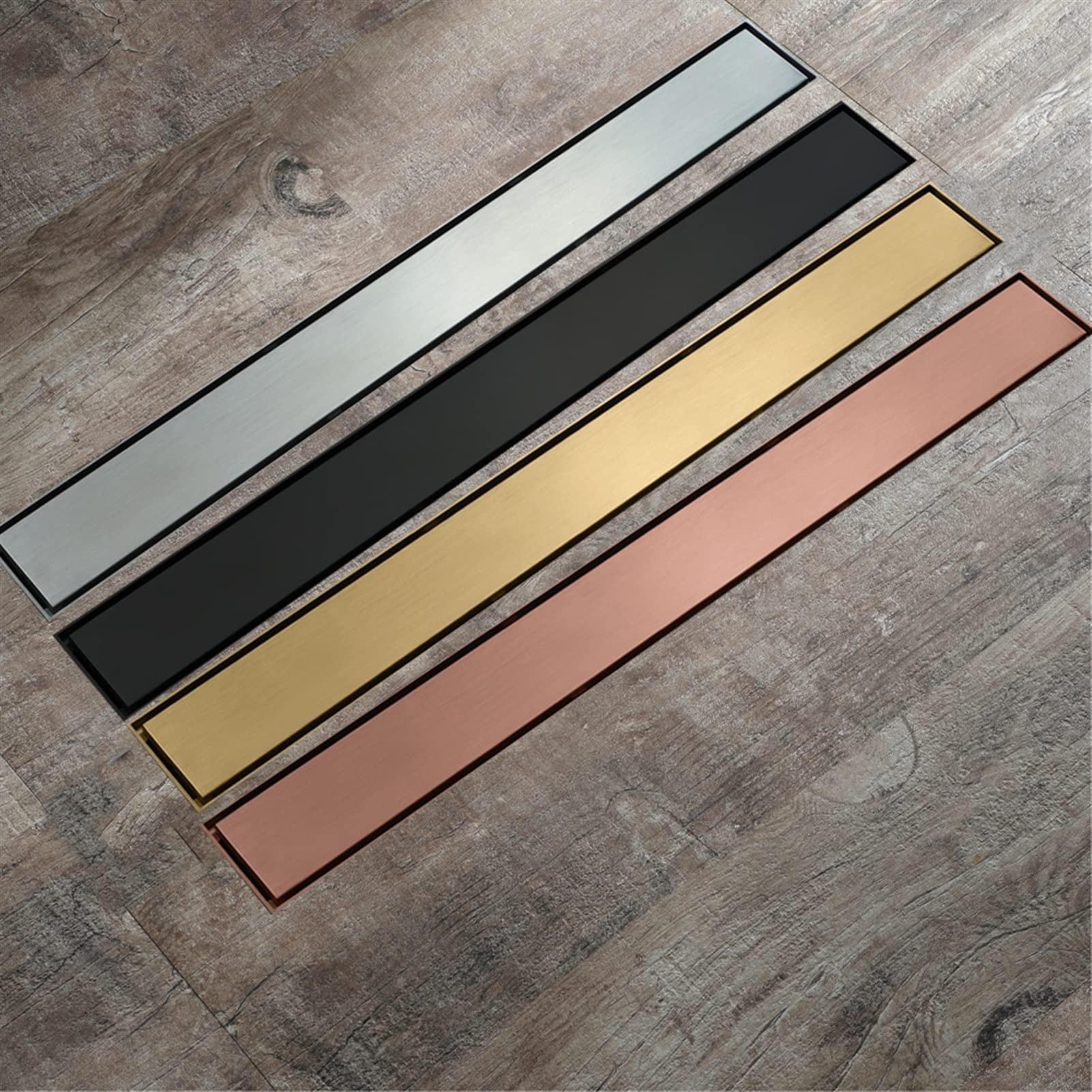 XBTGS Drenaje de piso de acero inoxidable profesional lineal de 23.6 pulgadas con rejilla de suelo de azulejos, kit de drenaje de ducha rectangular con recogedor de pelo, aplicable en cocina