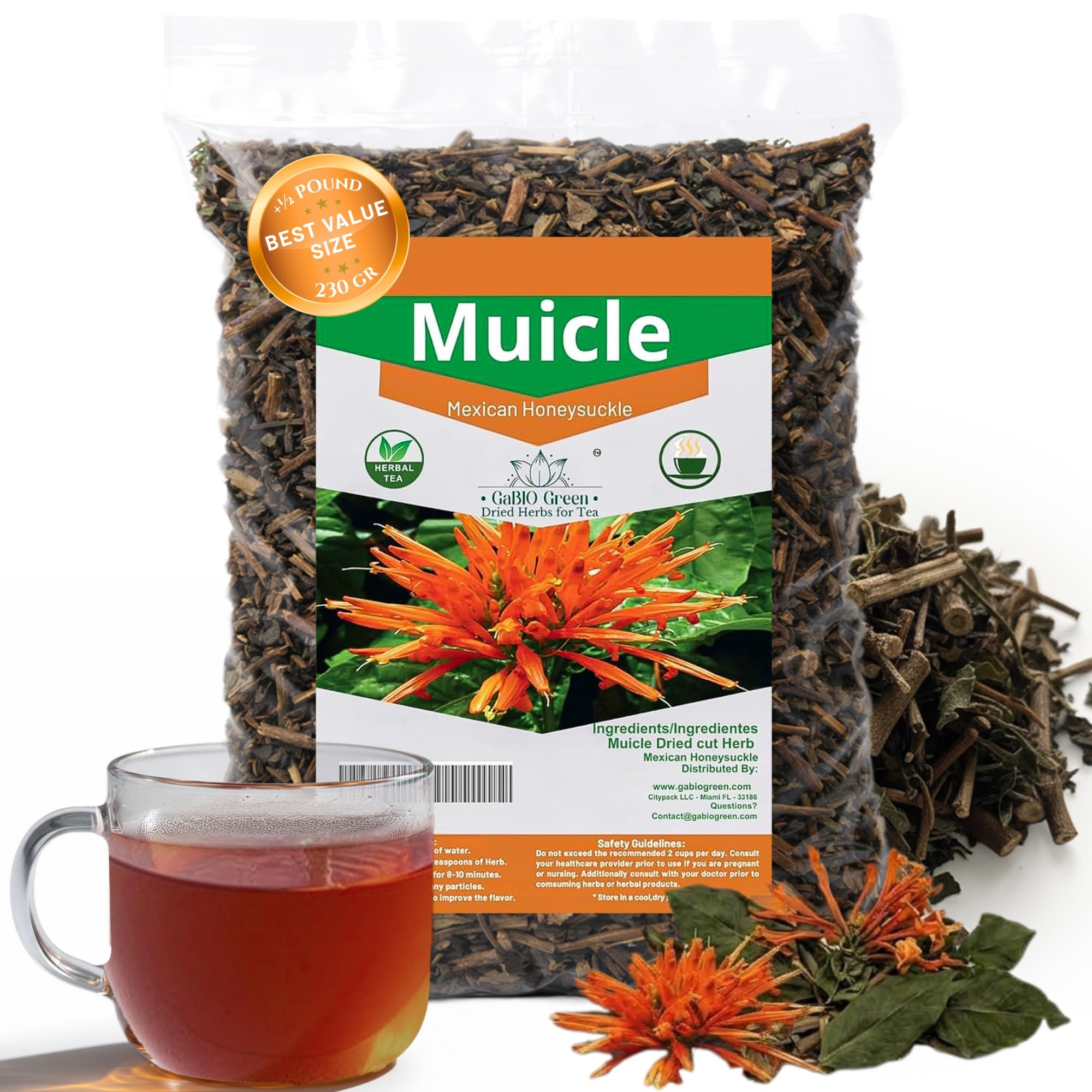 Muicle Mexican Honeysuckle 12 POUND 8.1 oz Herbal tea Caffeine Free 100% natural Gabio Green Herbs 230gr product thumbnail 3