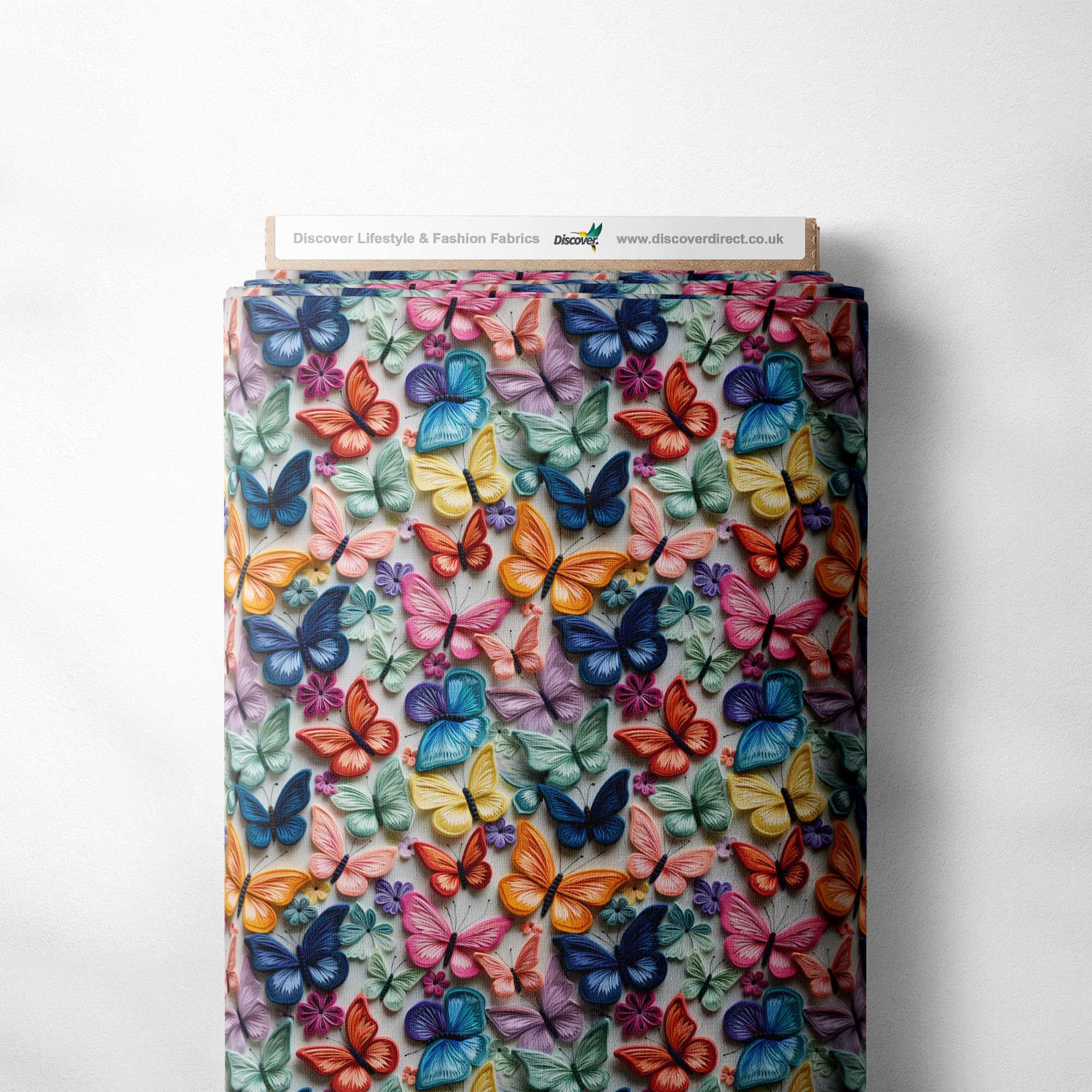 100% Cotton 3D Digital Effect Printed Visual Pattern Novelty Quilting Craft Dress Quality Sewing Fabric Material | 40 Designs | 55" - 140 cm Wide (per Metre, Emb Butterflies)