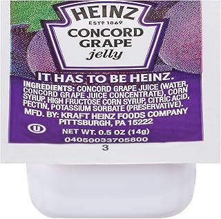 Heinz Grape Jelly Single Serve Packet (0.5 oz Packets, Pack of 200)