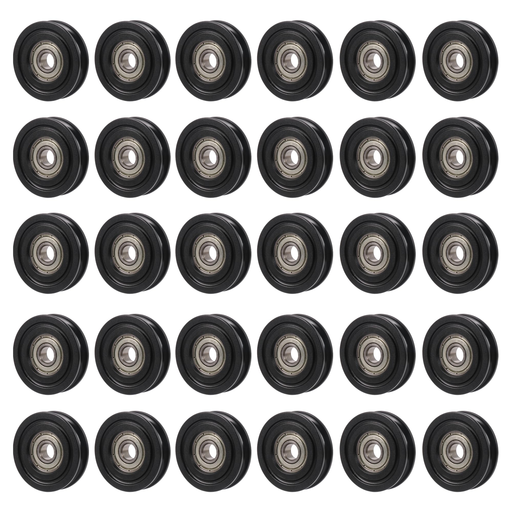 Kunststoffbeschichtete Rillen-Riemenscheibe mit abgedichtetem Lager, 8 mm ID x 40 mm Außendurchmesser, Schwarz, 30 Stück