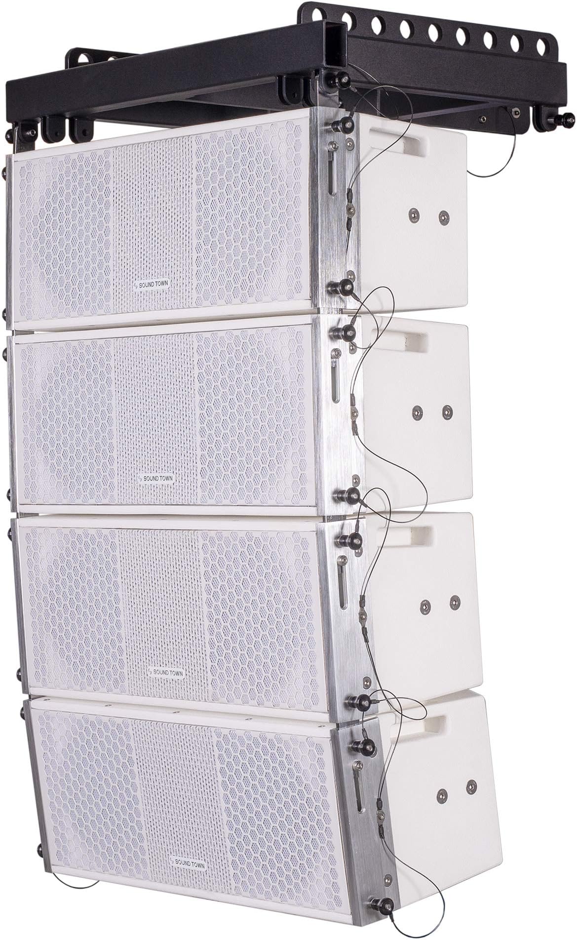ZETHUS Series Line Array Speaker System with Four White Compact 2 X 8-inch Line Array Speakers, White