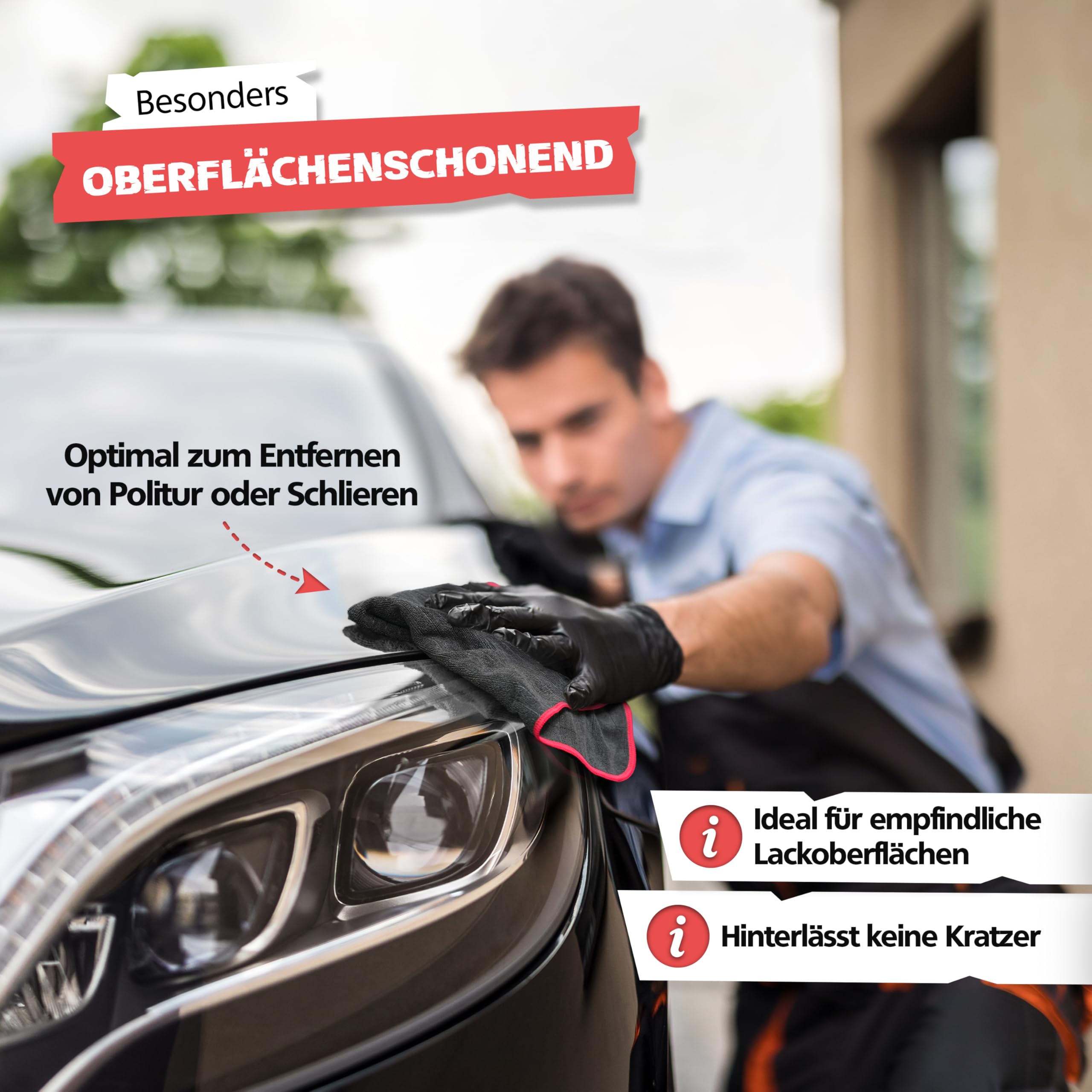 SPRINGER ZX1300 4 x Mikrofasertuch Auto 40 x 40 cm, 380 GSM | 100% kratzfrei & schonend | extrem saugfähig & fusselfrei | Reinigungs- & Poliertücher für die Autopflege