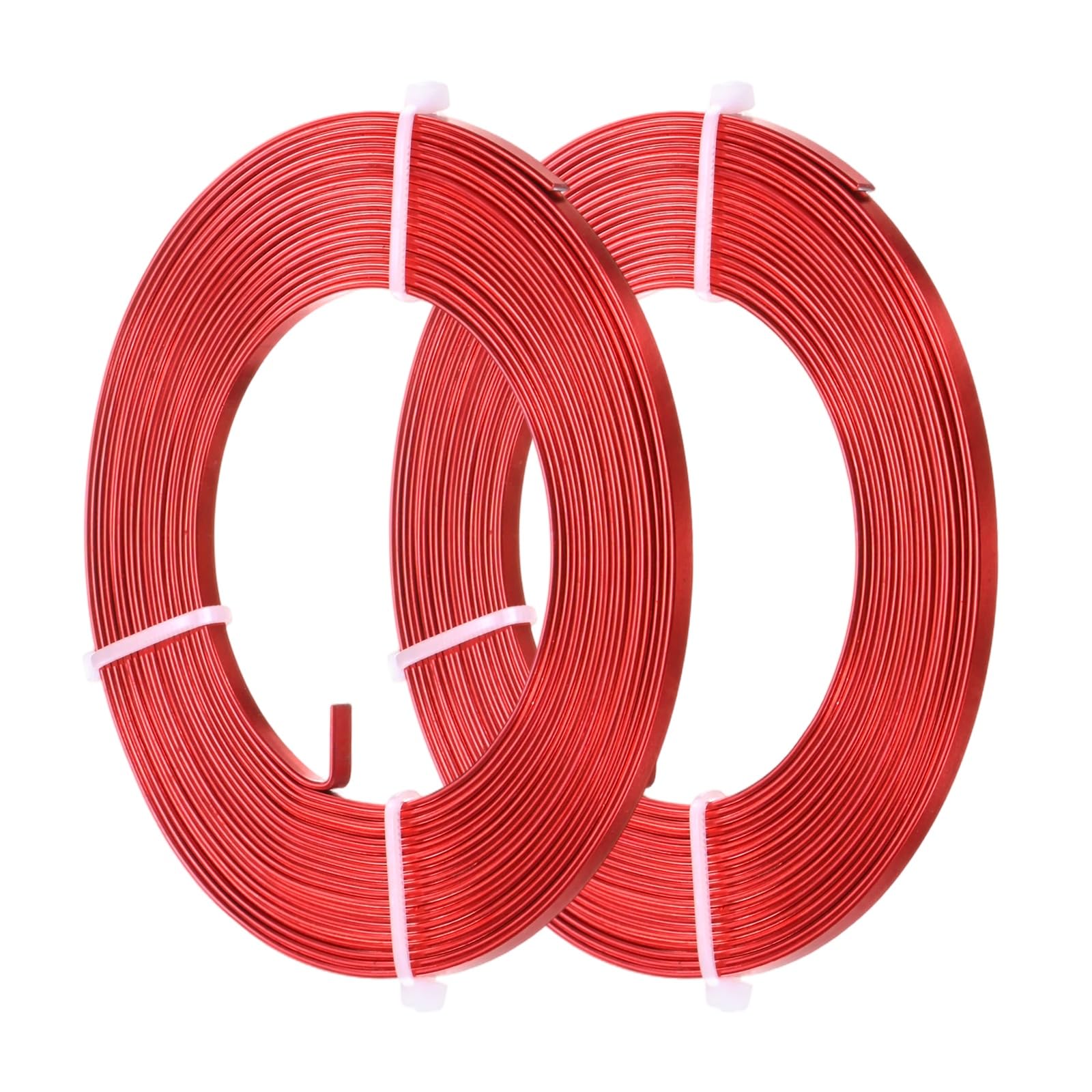 M METERXITY 2-Pack Flat Aluminum Wire, 3mm Wide x 16.4ft/5m Bendable Anodized Craft Wire for Jewelry Making/DIY Bezel Sculpting Crafting/Art Supplies [Bright Red]