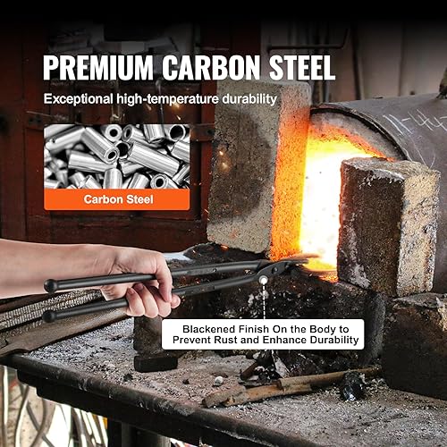 Miniatura 5 de VEVOR Pinzas de herrero, pinzas de mandíbula de lobo de 18 pulgadas, pinzas de forja de acero al carbono con remaches de acero A3, para herraduras,