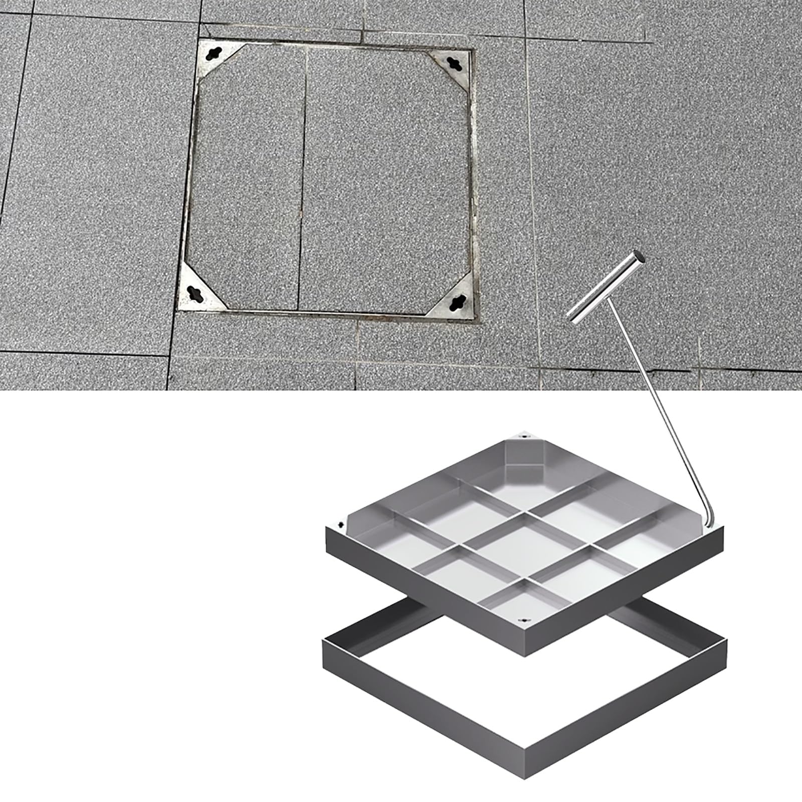 WXPGFEQ Highgth Stainless Steel Inspect Cover 2.6 Ton Load Capaci Manhole Lid for Roads Patios Yards & Septic Tank Soluts