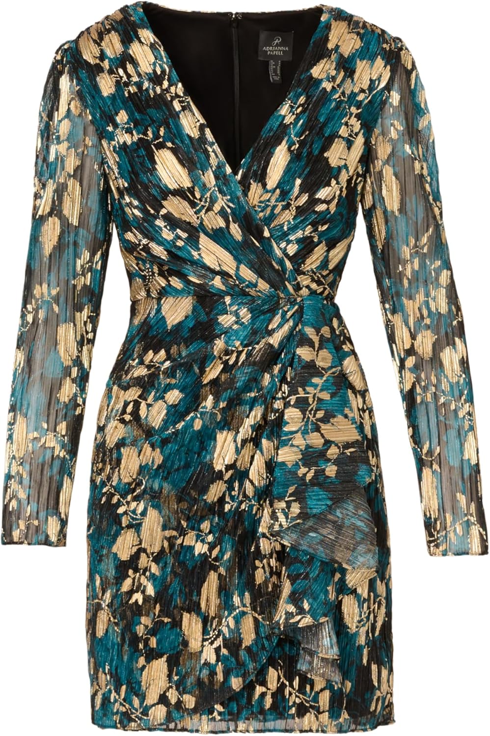 Adrianna Papell Womens Crinkle Foil Wrap Dress - Image 5