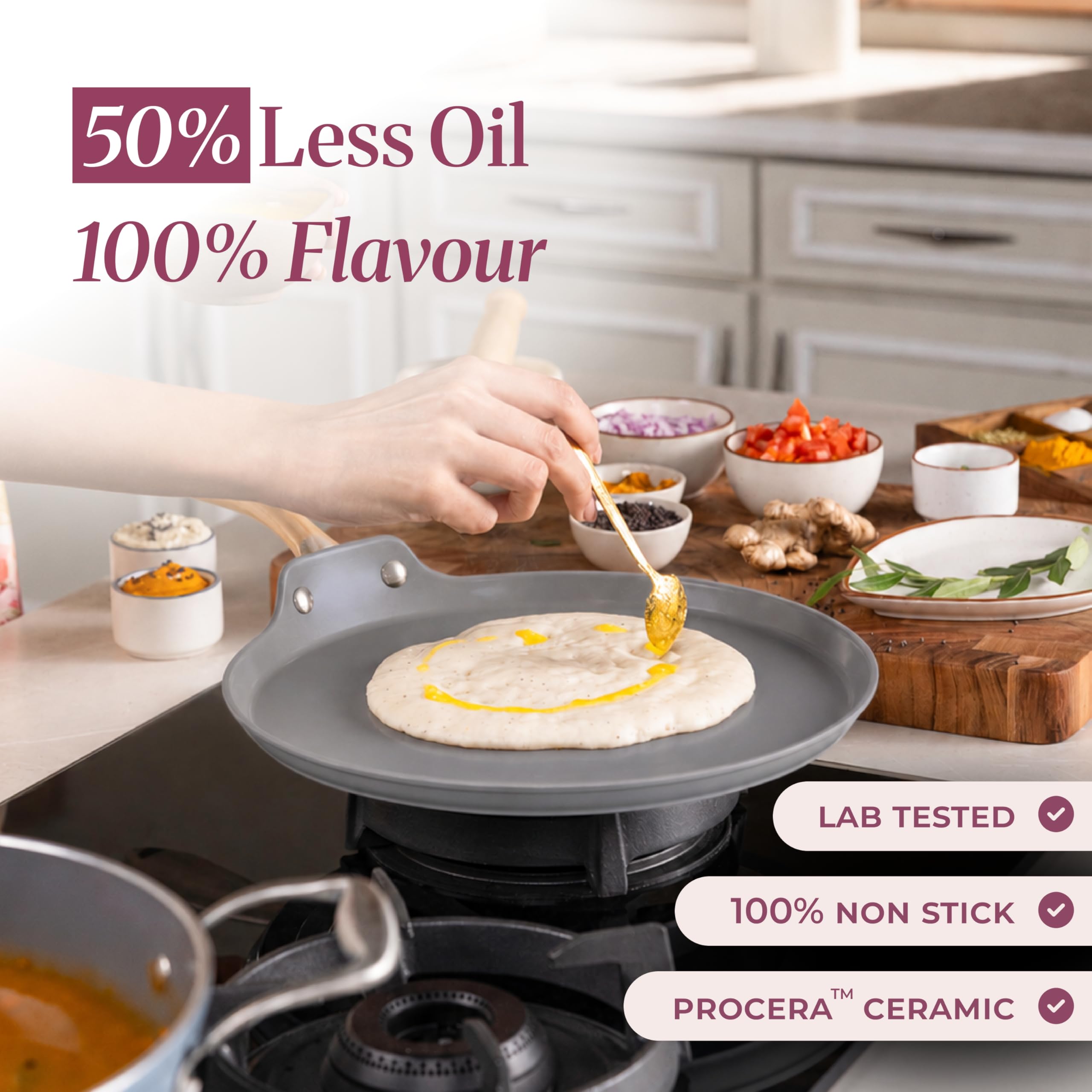 Asai Ceramic Dosa Tawa - Non Stick & Lightweight -4