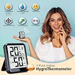 4-Pack Room Thermometer Indoor Hygrometer, Small Digital Temperature and Humidity Monitor Sensor, Temperature Humidity Gauge Meter for Home Baby Room, Plants, Pets - AAA Battery Included