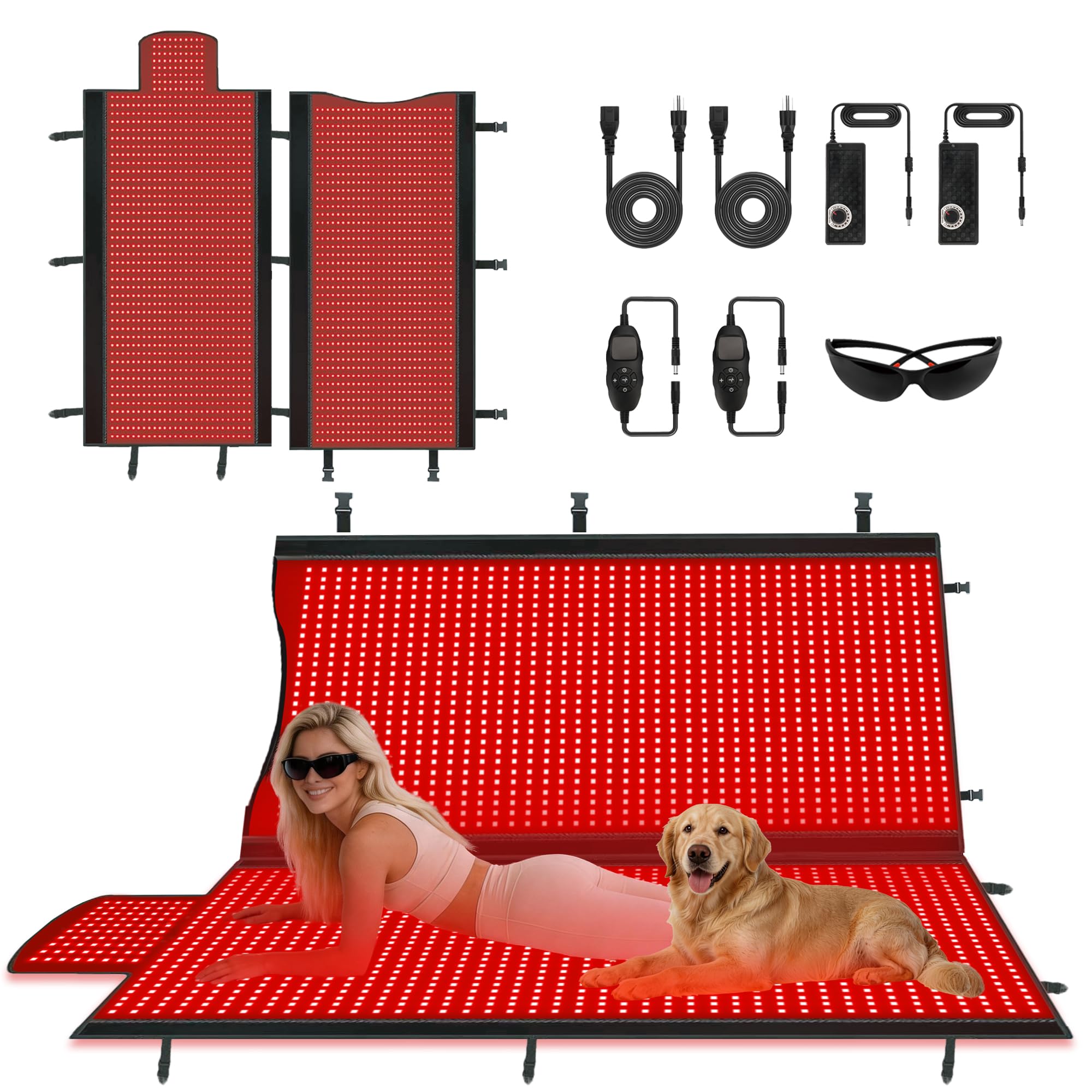 Photo 1 of Red Light Therapy Mat Full Body with 2630 LEDs, 74.8"x33.6" Flexible Infrared Red Light Blanket for Home Use, Dual 660nm & 850nm, Adjustable Modes and Timer Control