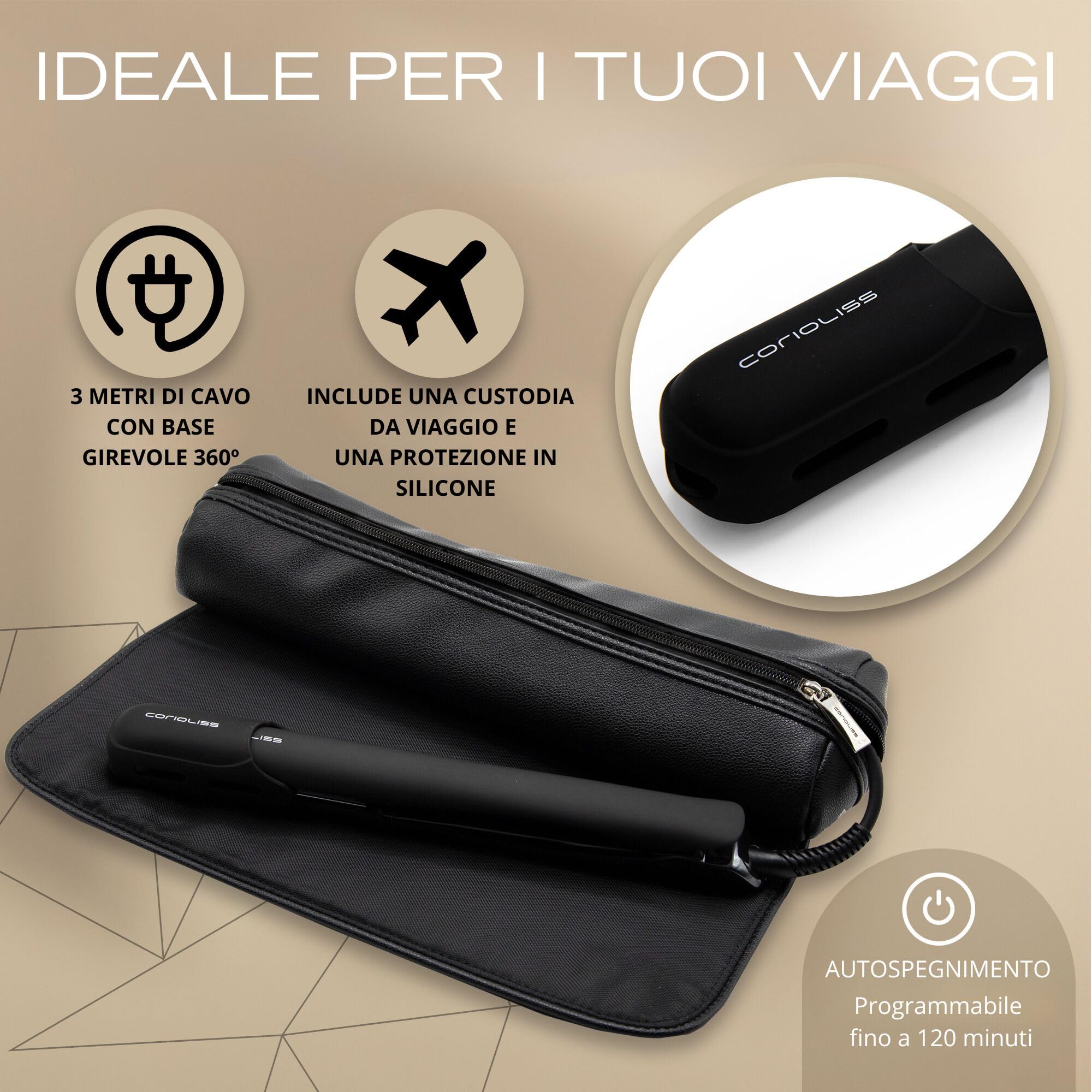 Corioliss C5 | Piastra per Capelli Professionale | Piastre in Titanio | Perfetta per Lisciare e Fare Onde | Fino a 235°C Black Chrome