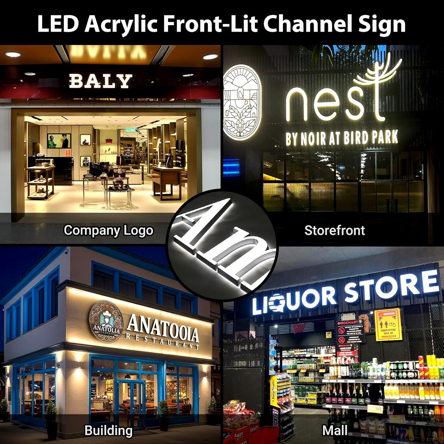Large Custom Business Logo Sign, 3D Led Backlit Reverse Channel Letters Professional Laser Cut, Illuminated Business Graphic Signage Customized with Remote for Storefront Salon Retail Office Building