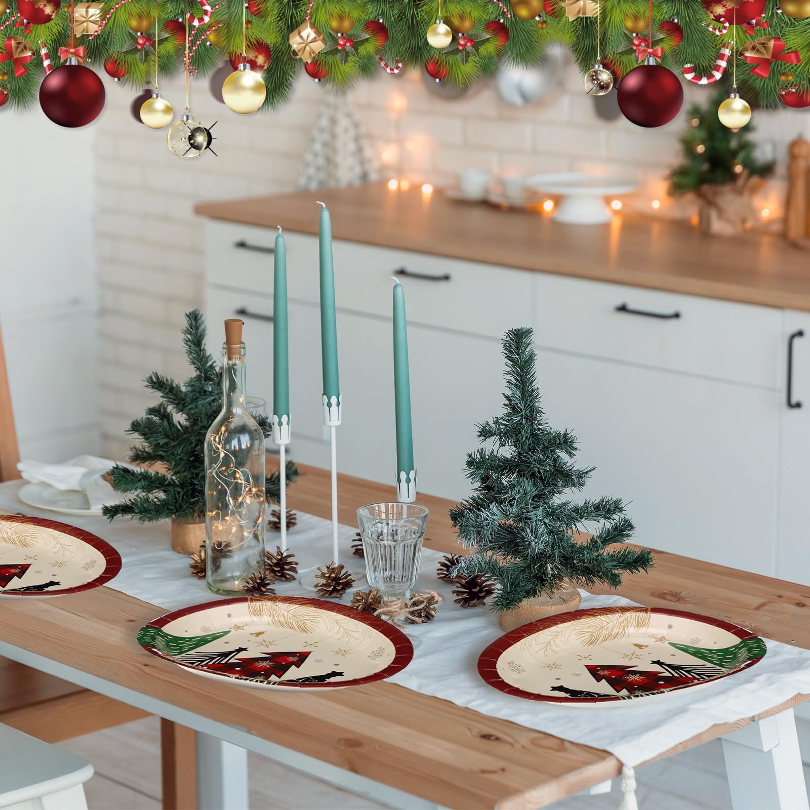 Havawish 100 platos de papel ovalados de Navidad, bandejas desechables para fiestas, platos ovalados de papel de Navidad, platos grandes para servir dulces, galletas, cenas, suministros de boda (árbol