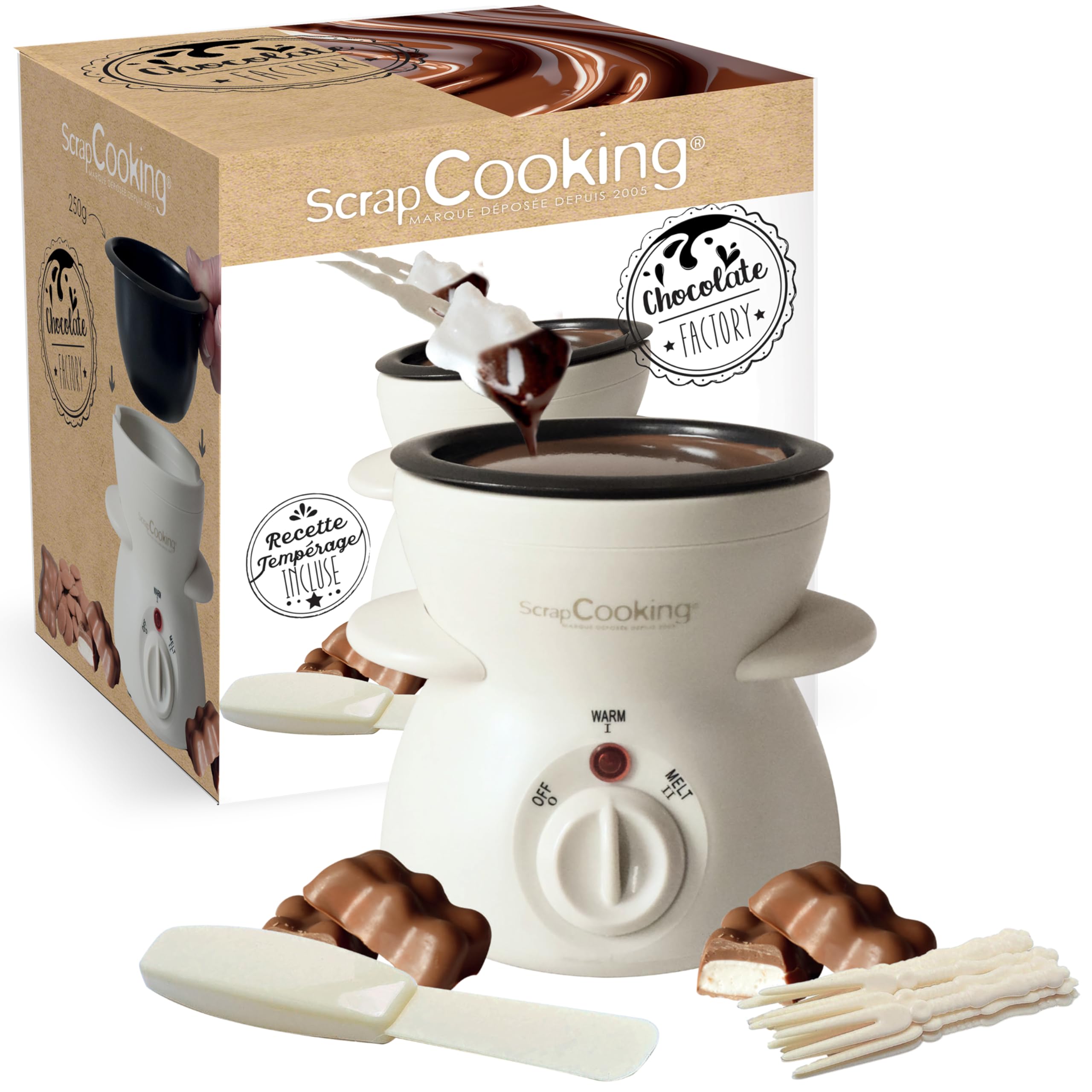 ScrapCooking - Máquina Fondue de Chocolate - Chocolate Factory - Para 2 a 4 Personas - Fuente de Chocolate Eléctrica - Idea de Regalo para Repostería y Cocina - 3895
