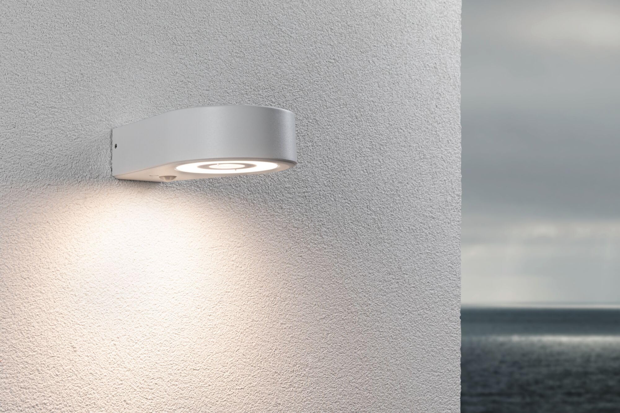 Paulmann 94867 LED Außenwandleuchte Silma Bewegungsmelder IP44 65x186mm 3000K 5,5 / 1x0,7W 600lm 230V Weiß Aluminium