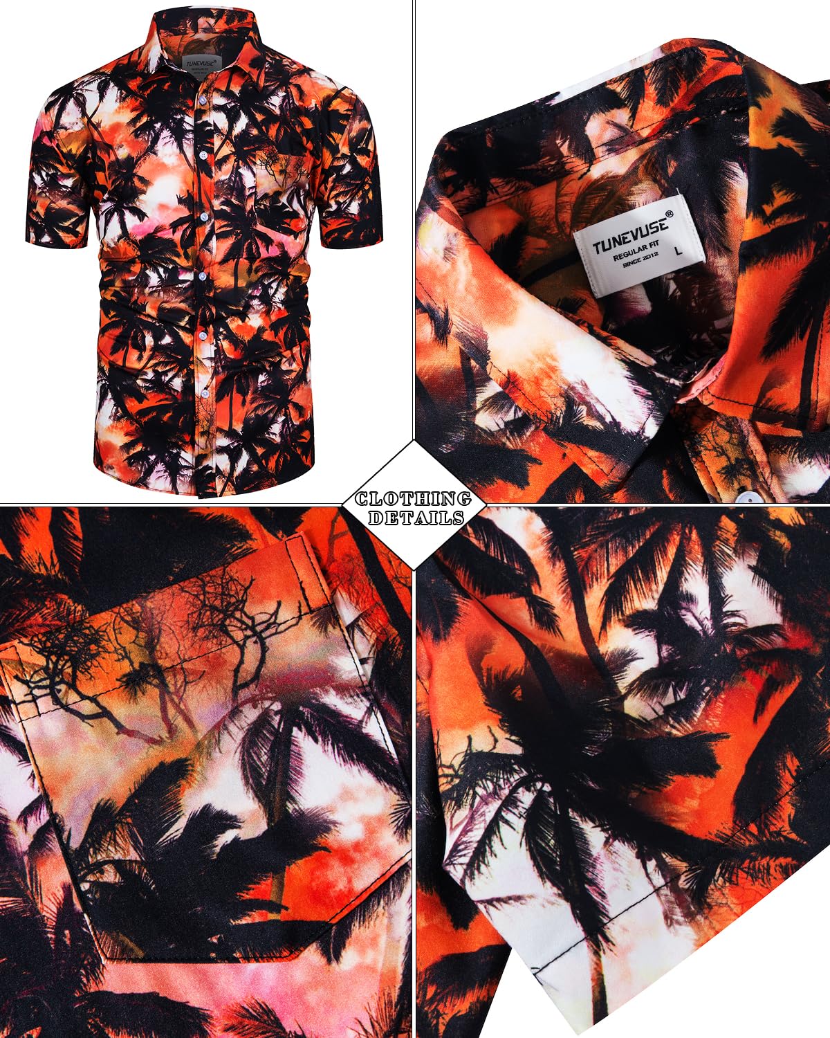 TUNEVUSE Tropical Chemise à Bouton Bas Homme