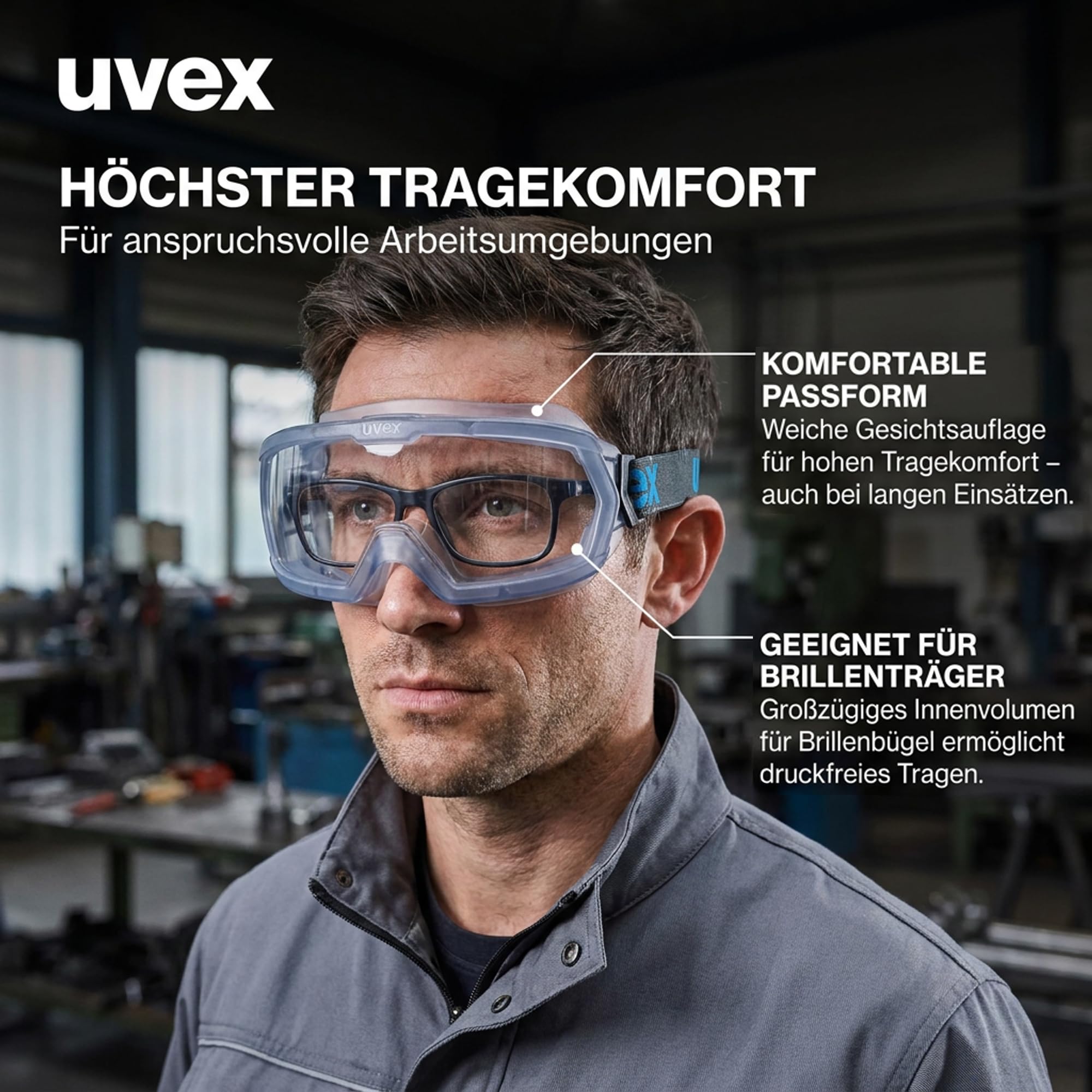 Uvex hypervision – Vollsichtbrille – Schutzbrille mit Panorama-Sichtscheibe - 100% UV-Schutz - beschlagfreie und kratzfeste Scheibe