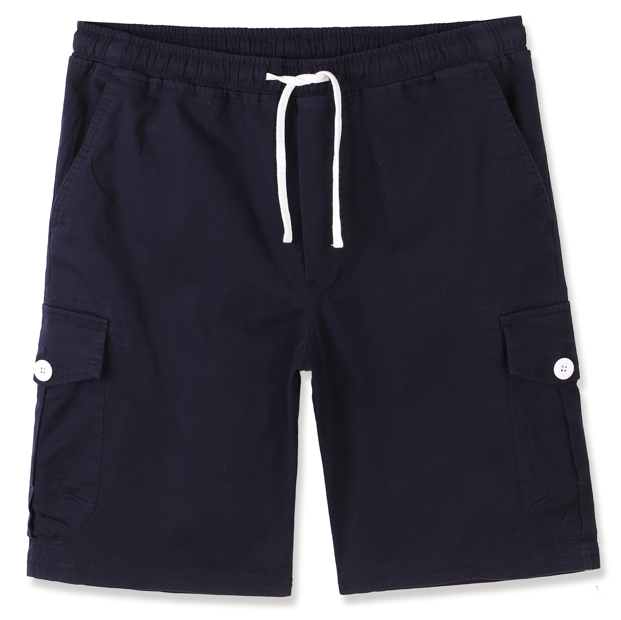 Men's Premium Casual Slim Fit Stretch Cotton Twill Cargo Jogger Short Navy Blue S