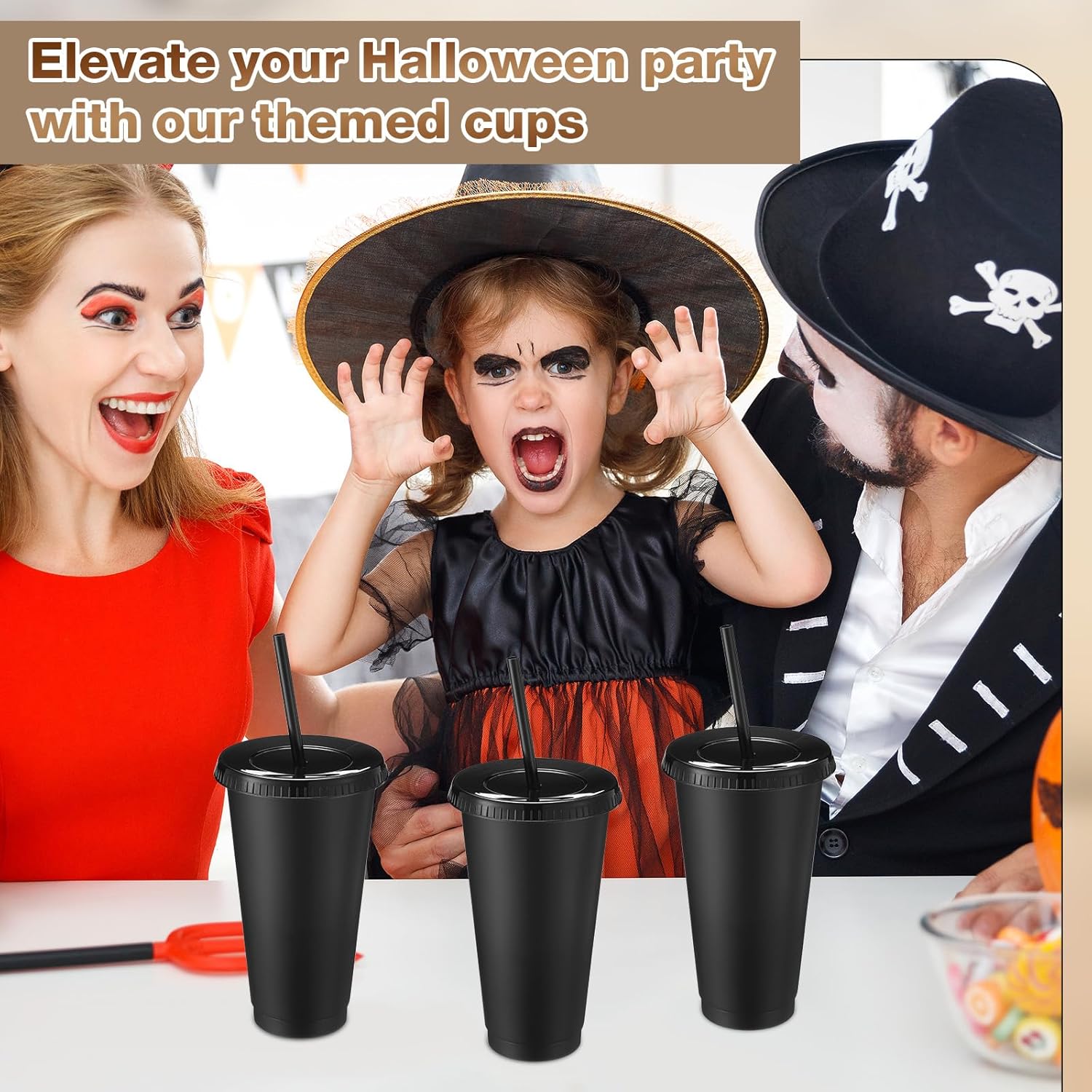 Honeydak 30 Pack Tumbler with Straw and Lid Bulk Cups for Gifts Water Bottle Iced Coffee Travel Mug Cup Reusable Plastic Tumblers for Party Birthdays 24-27 oz (Black Color) - Image 5